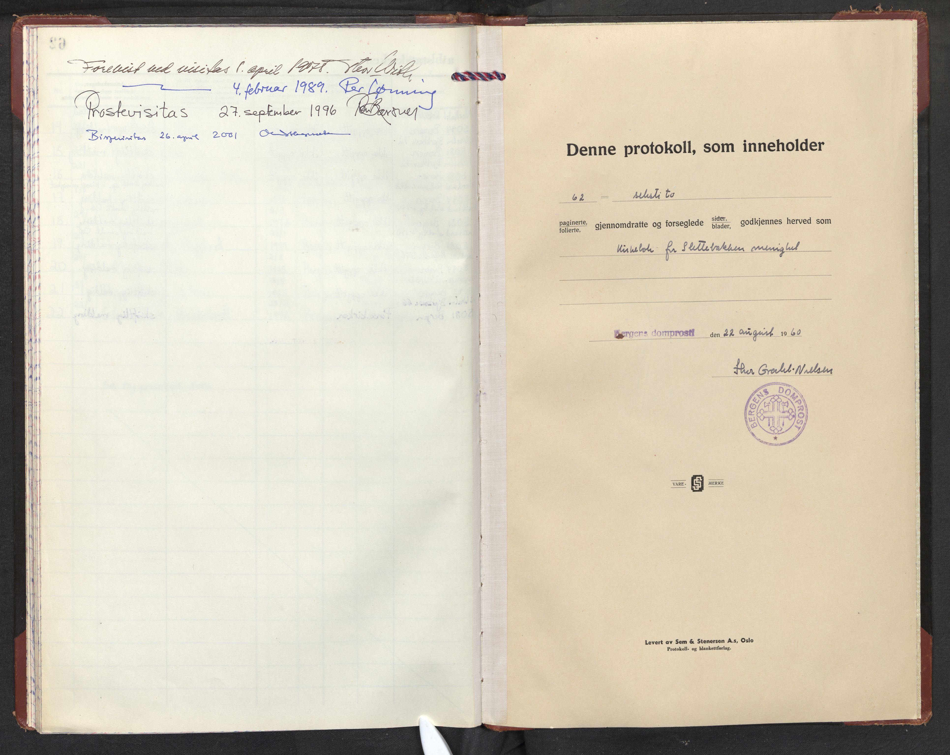 Slettebakken Sokneprestembete, SAB/A-77901/H/Haa: Parish register (official) no. E 1, 1960-2005