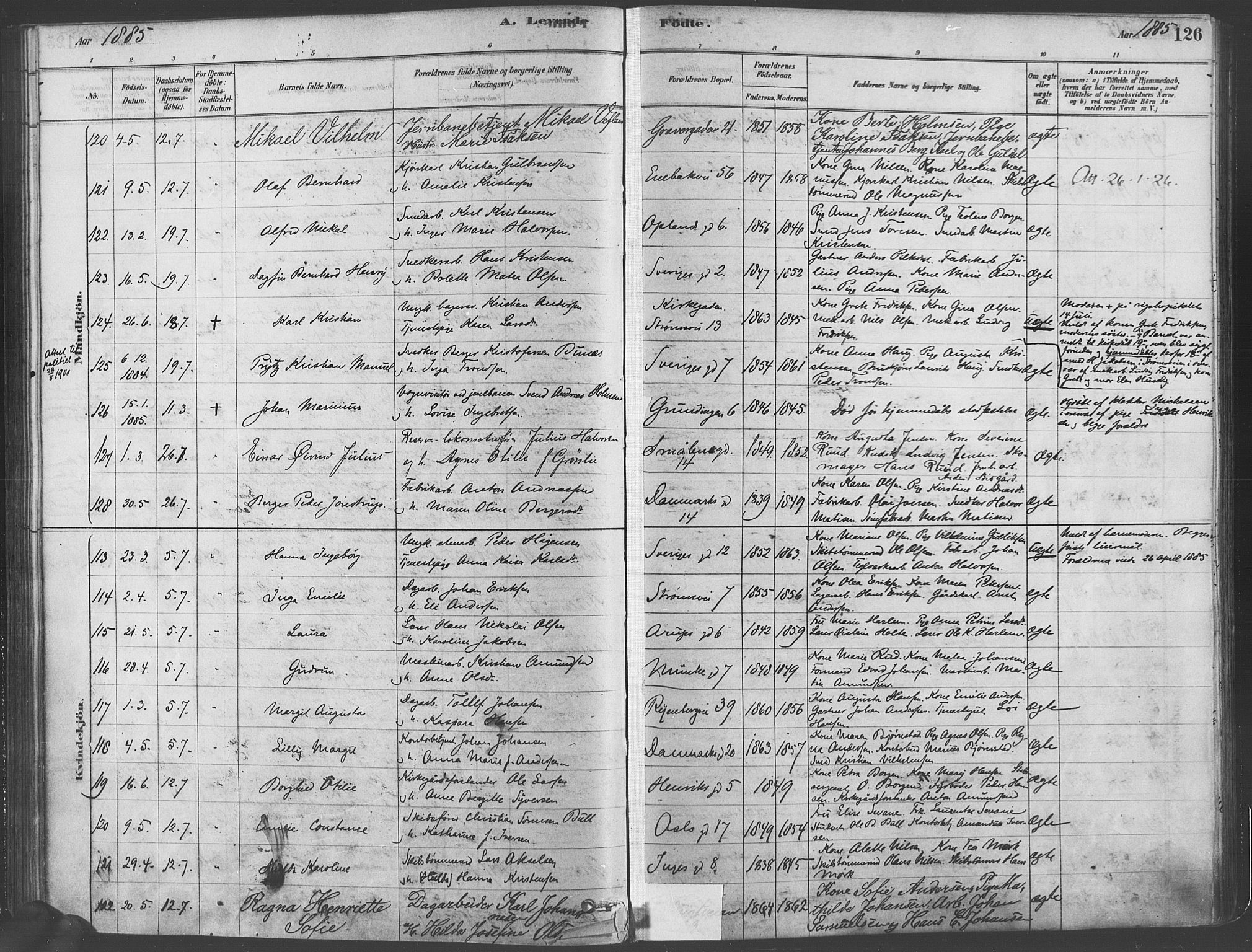 Gamlebyen prestekontor Kirkebøker, SAO/A-10884/F/Fa/L0005: Parish register (official) no. 5, 1878-1889, p. 126