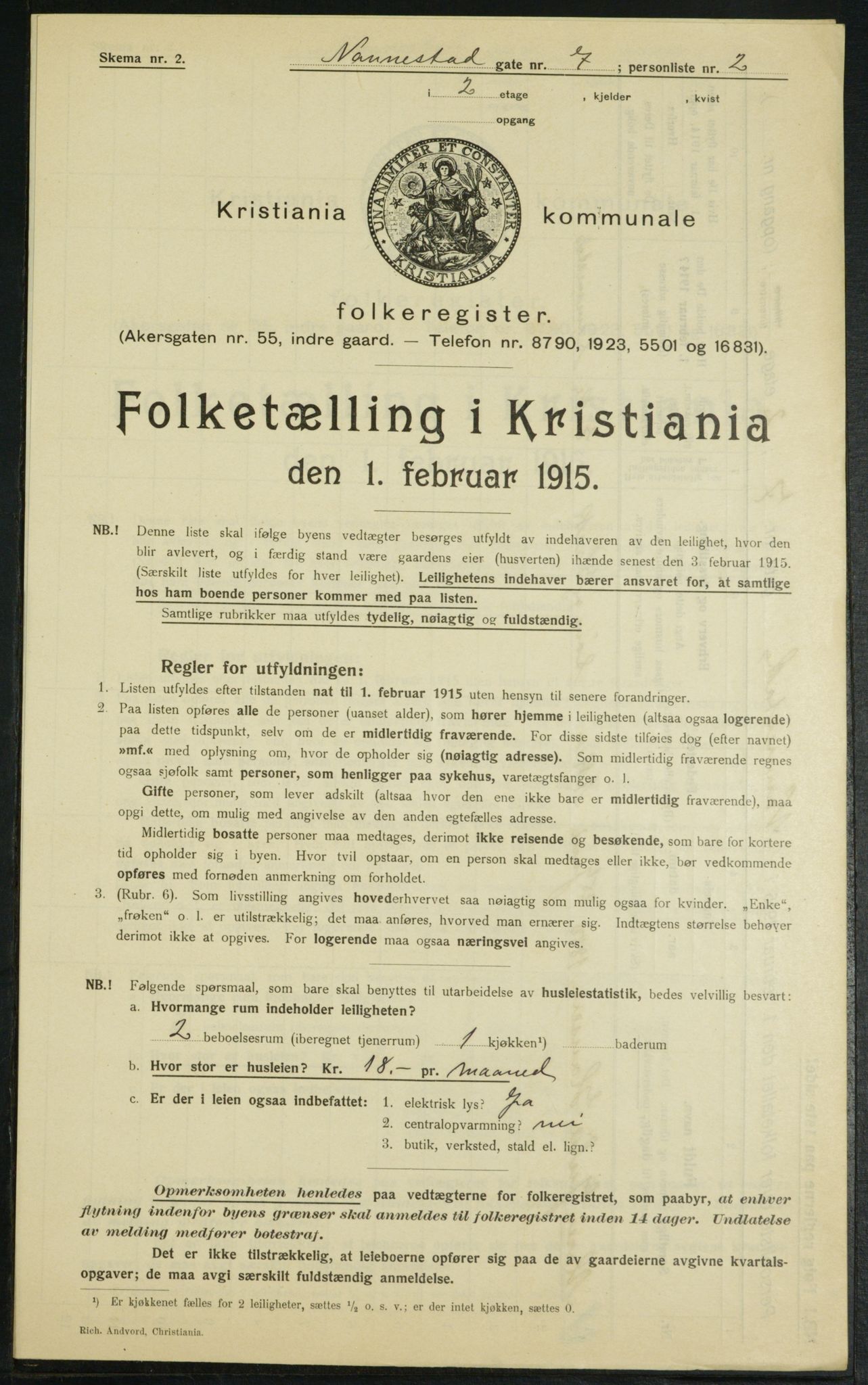 OBA, Municipal Census 1915 for Kristiania, 1915, p. 68581