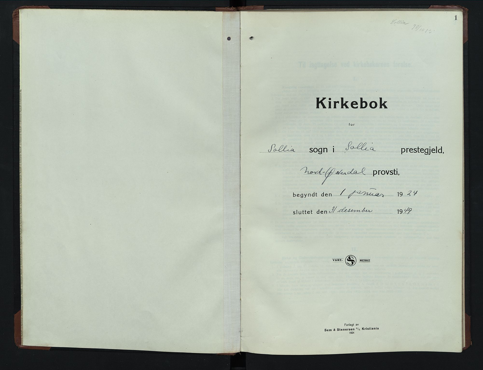Sollia prestekontor, AV/SAH-PREST-050/H/Ha/Hab/L0003: Parish register (copy) no. 3, 1914-1949, p. 1