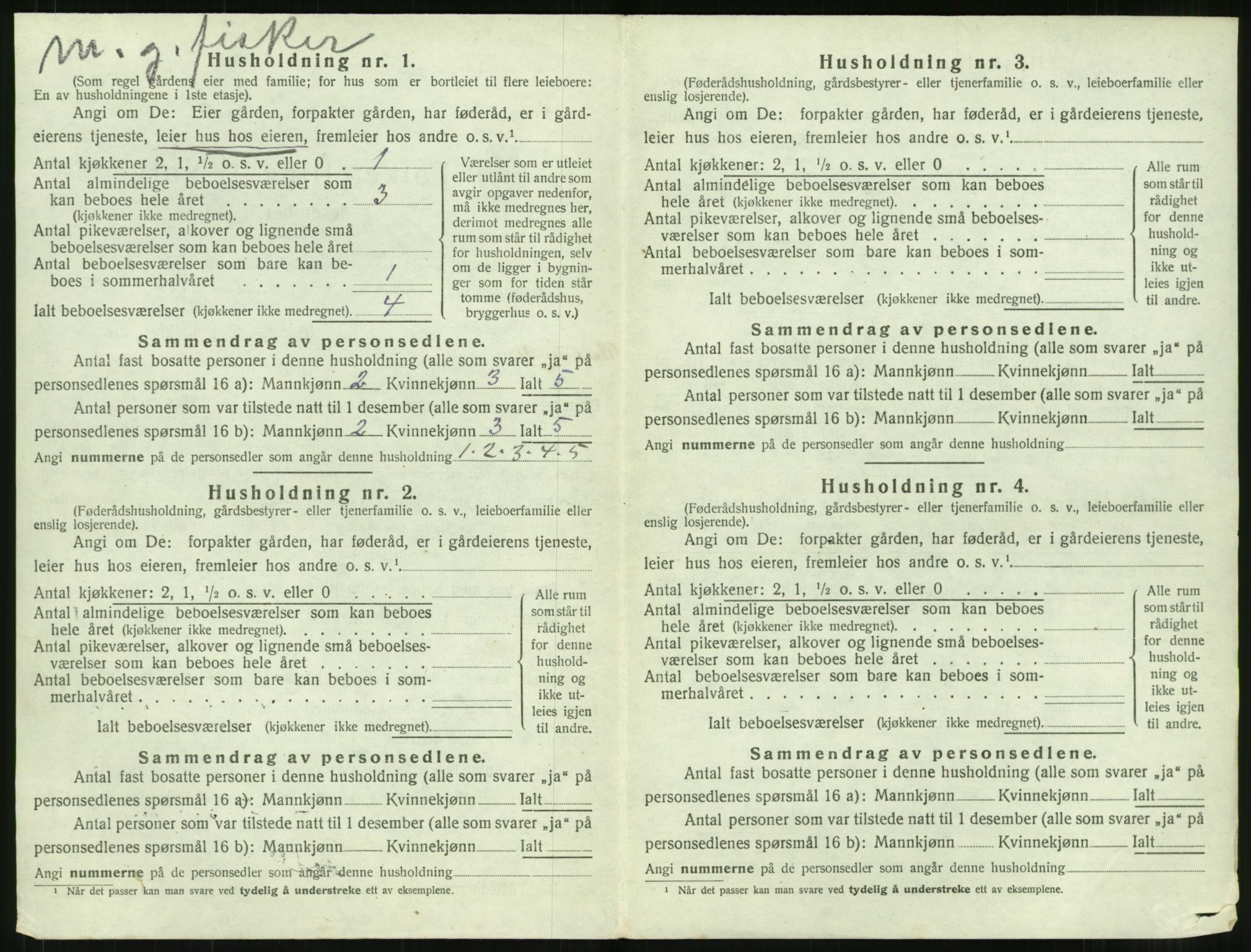 SAT, 1920 census for Vestnes, 1920, p. 1128