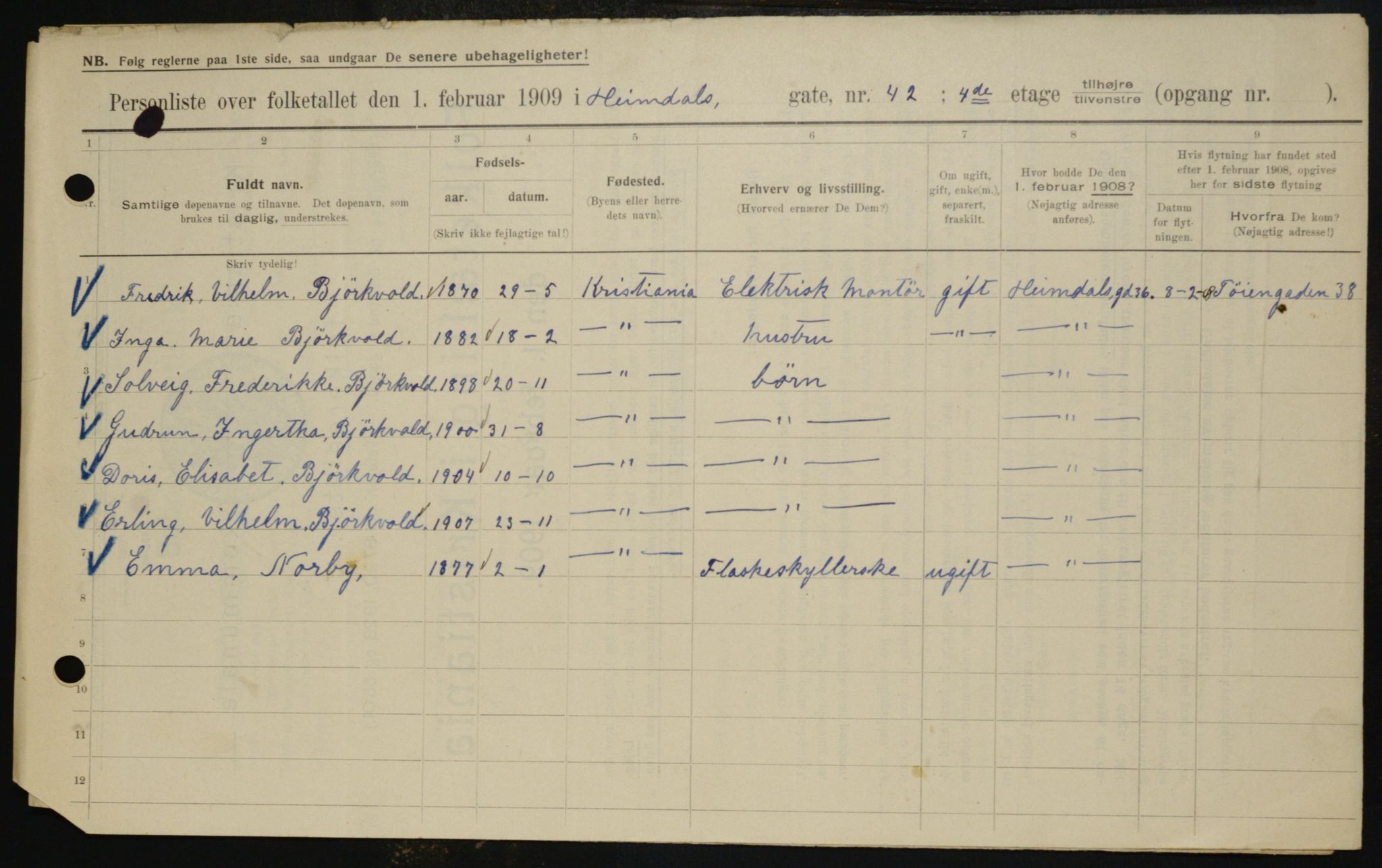 OBA, Municipal Census 1909 for Kristiania, 1909, p. 33955