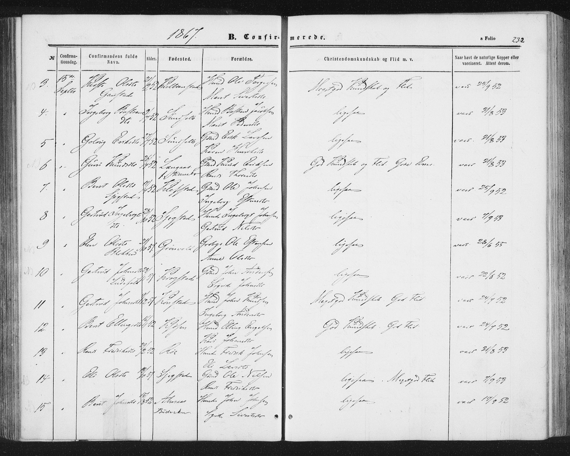 Ministerialprotokoller, klokkerbøker og fødselsregistre - Sør-Trøndelag, SAT/A-1456/691/L1077: Parish register (official) no. 691A09, 1862-1873, p. 232