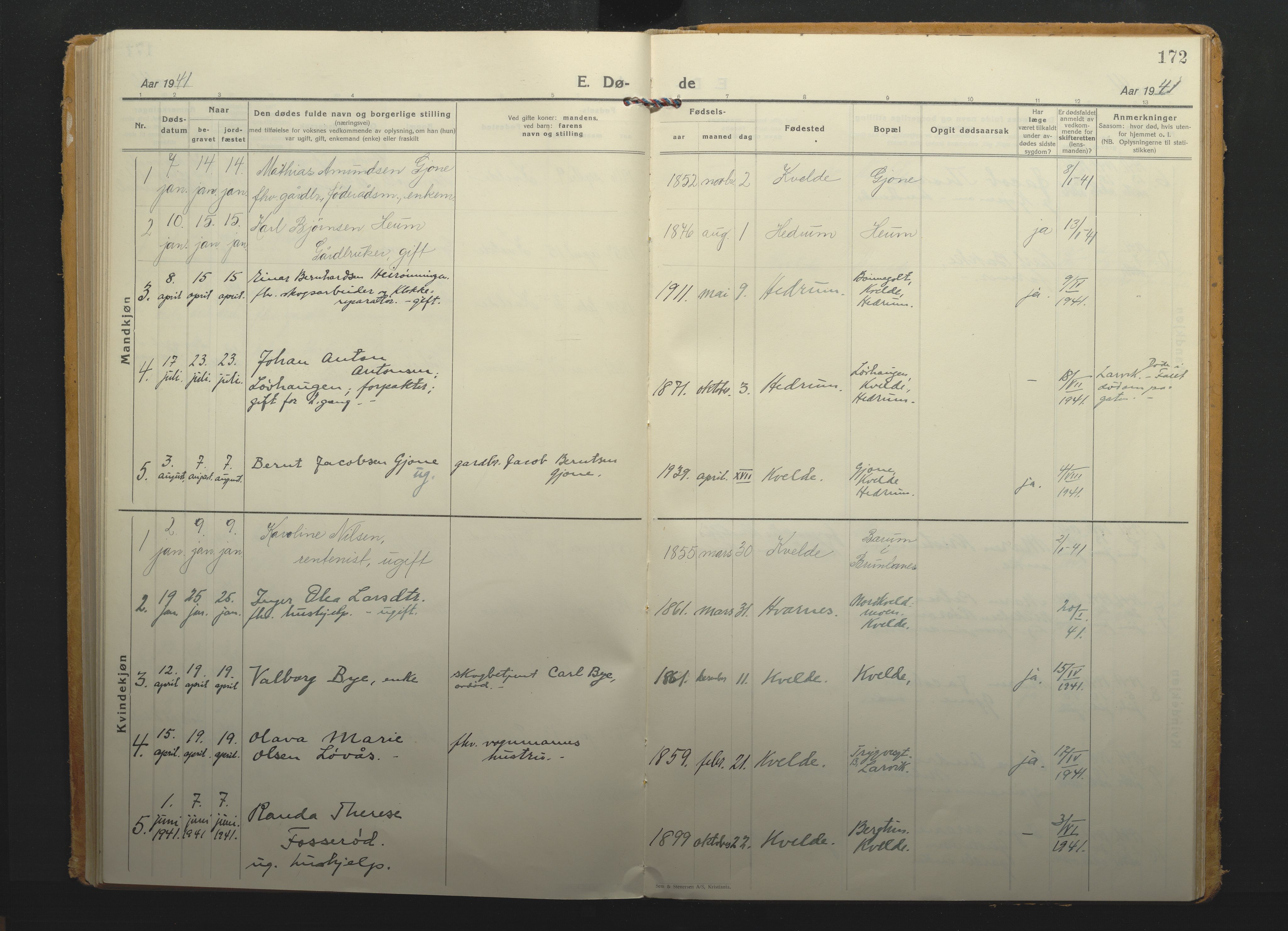Hedrum kirkebøker, SAKO/A-344/F/Fb/L0003: Parish register (official) no. II 3, 1925-1942, p. 172