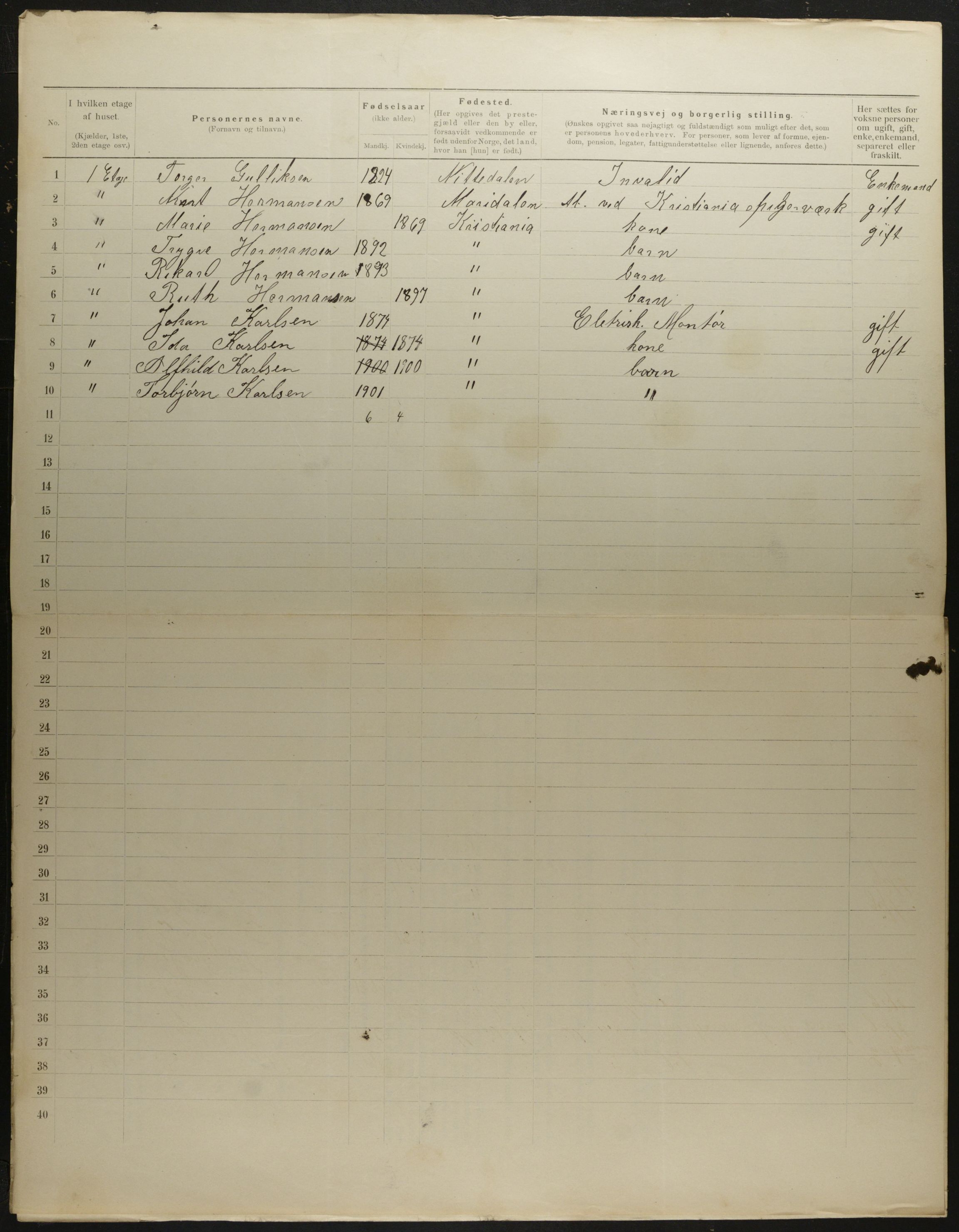 OBA, Municipal Census 1901 for Kristiania, 1901, p. 4807