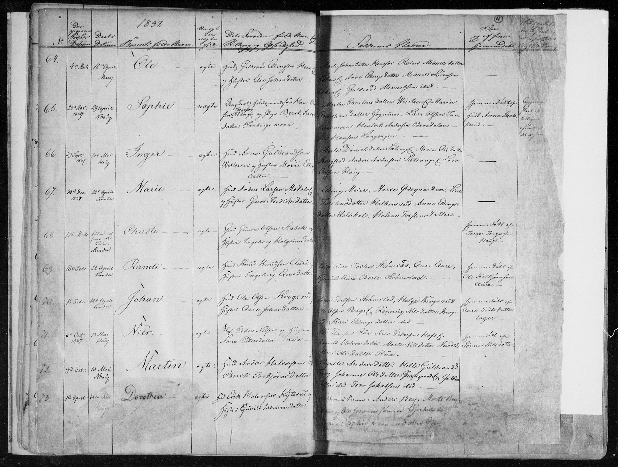 Norderhov kirkebøker, AV/SAKO-A-237/F/Fa/L0010: Parish register (official) no. 10, 1837-1847, p. 11