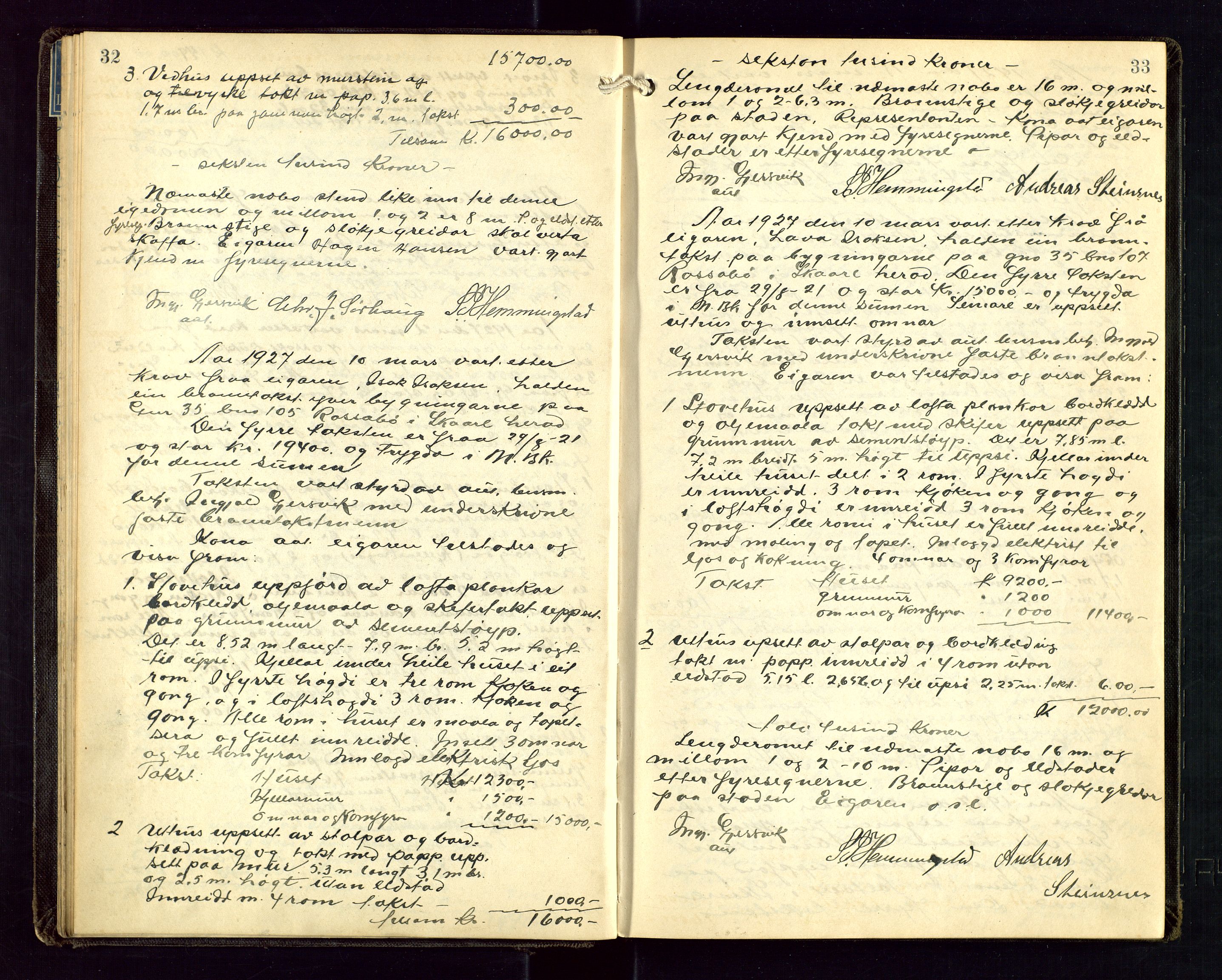 Torvestad lensmannskontor, AV/SAST-A-100307/1/Goa/L0004: "Brandtakstsprotokoll for lensmannen i Torvastad", 1925-1934, p. 32-33