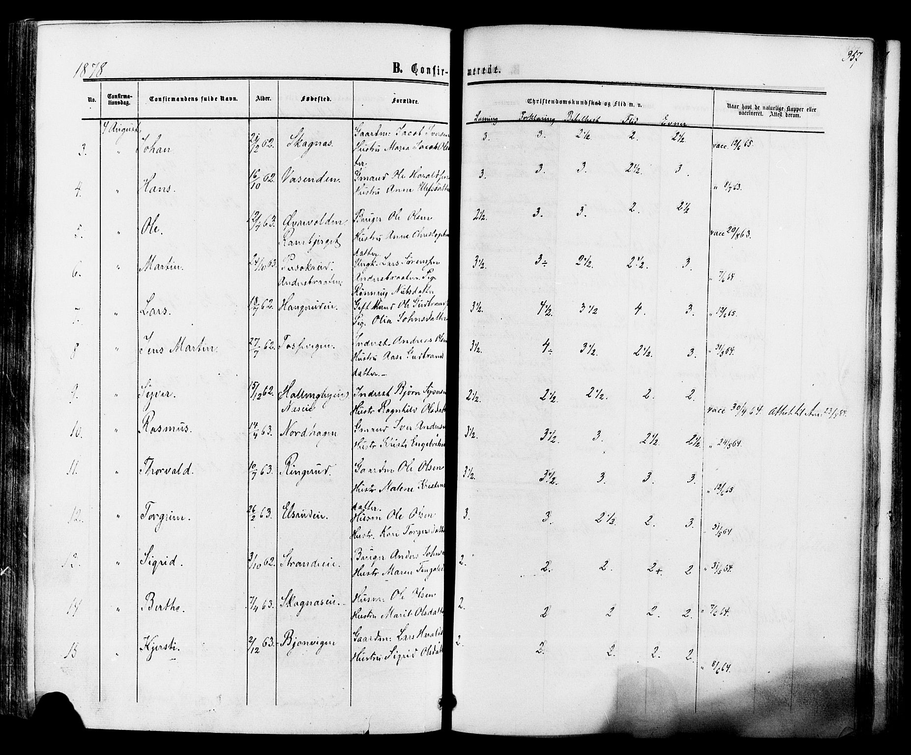 Ådal kirkebøker, AV/SAKO-A-248/F/Fa/L0001: Parish register (official) no. I 1, 1857-1883, p. 357