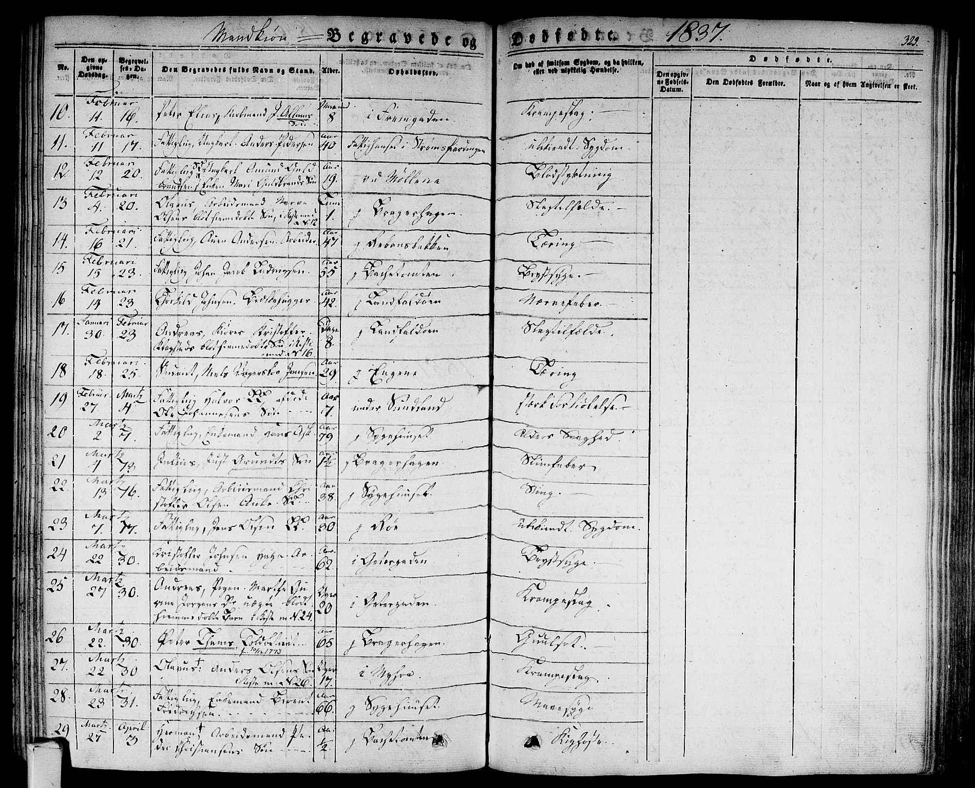 Bragernes kirkebøker, SAKO/A-6/F/Fb/L0001: Parish register (official) no. II 1, 1830-1847, p. 323