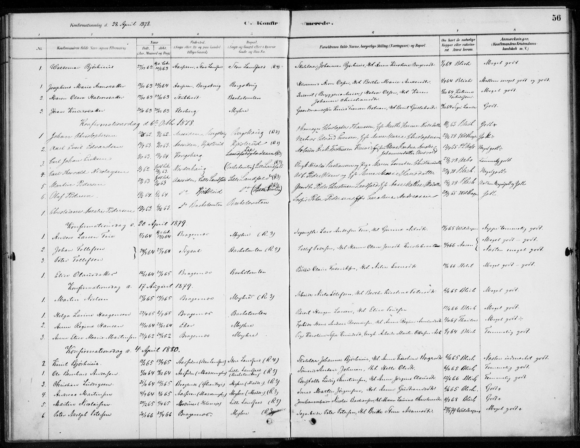 Åssiden kirkebøker, AV/SAKO-A-251/F/Fa/L0001: Parish register (official) no. 1, 1878-1904, p. 56