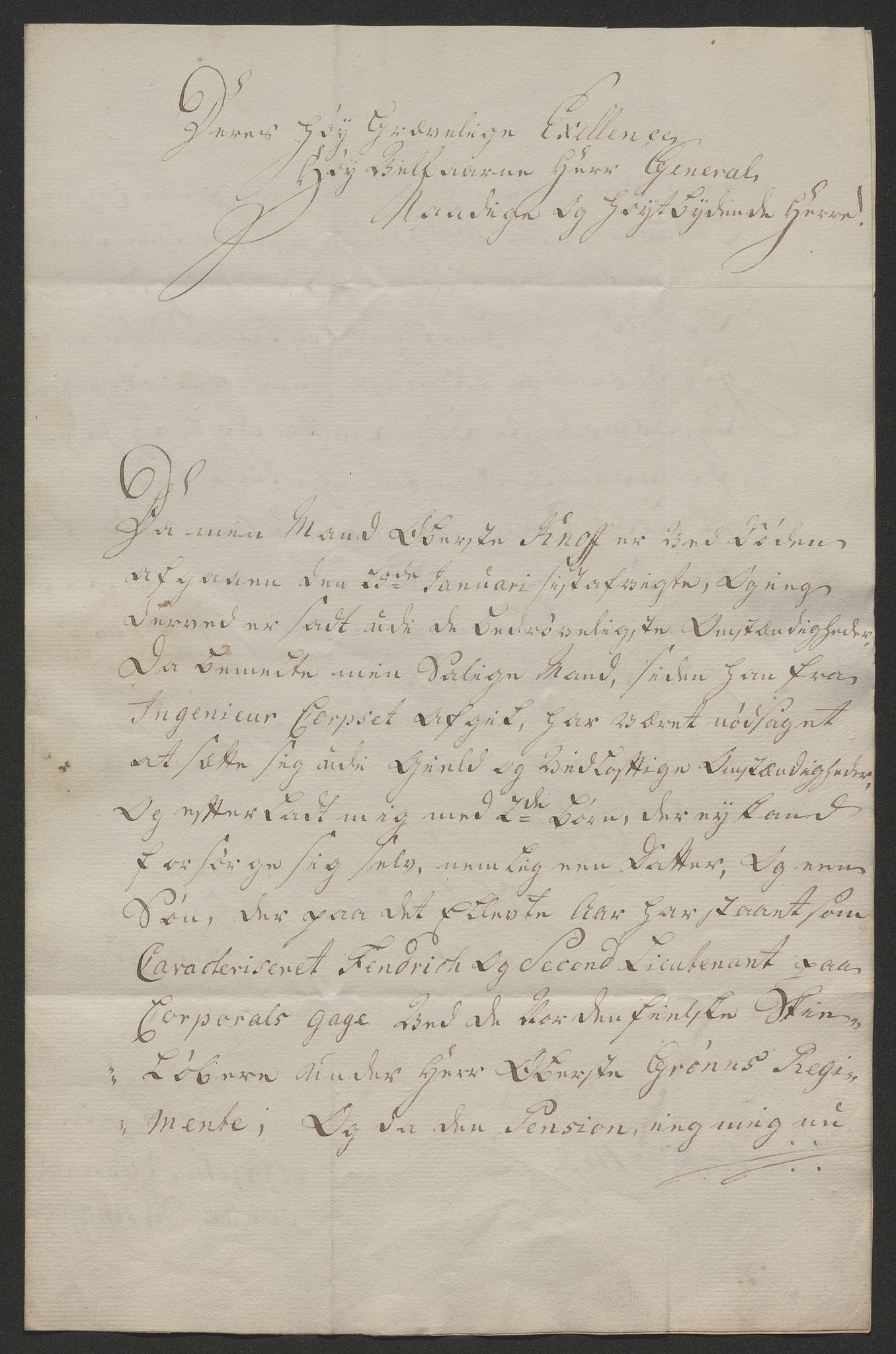 Forsvaret, Den norske kvesthuskasse/krigshospitalkasse, AV/RA-RAFA-1887/F/Fa/L0023: Ansøkninger om pensjon, pengelån m.v., 1765, p. 44