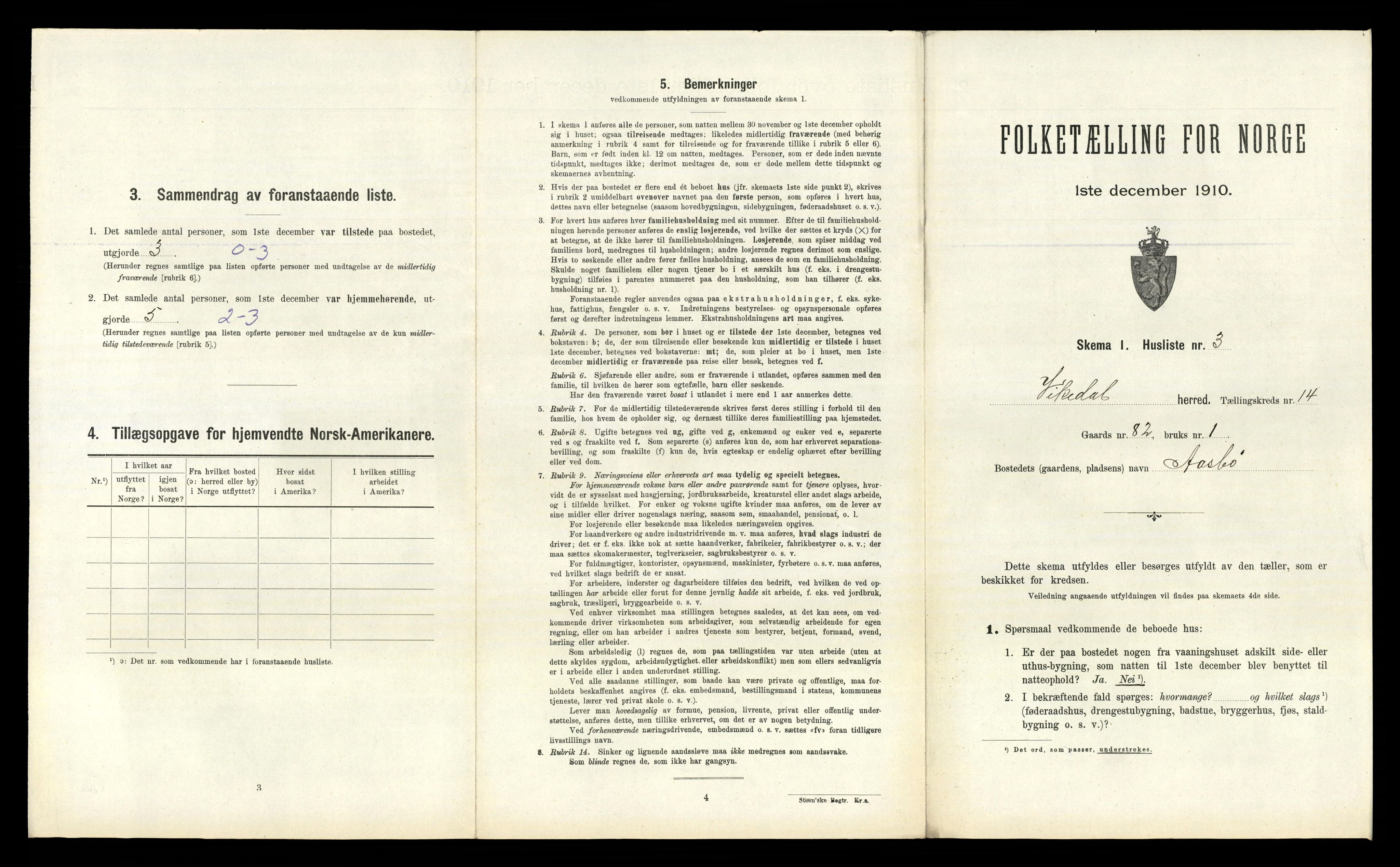 RA, 1910 census for Vikedal, 1910, p. 885