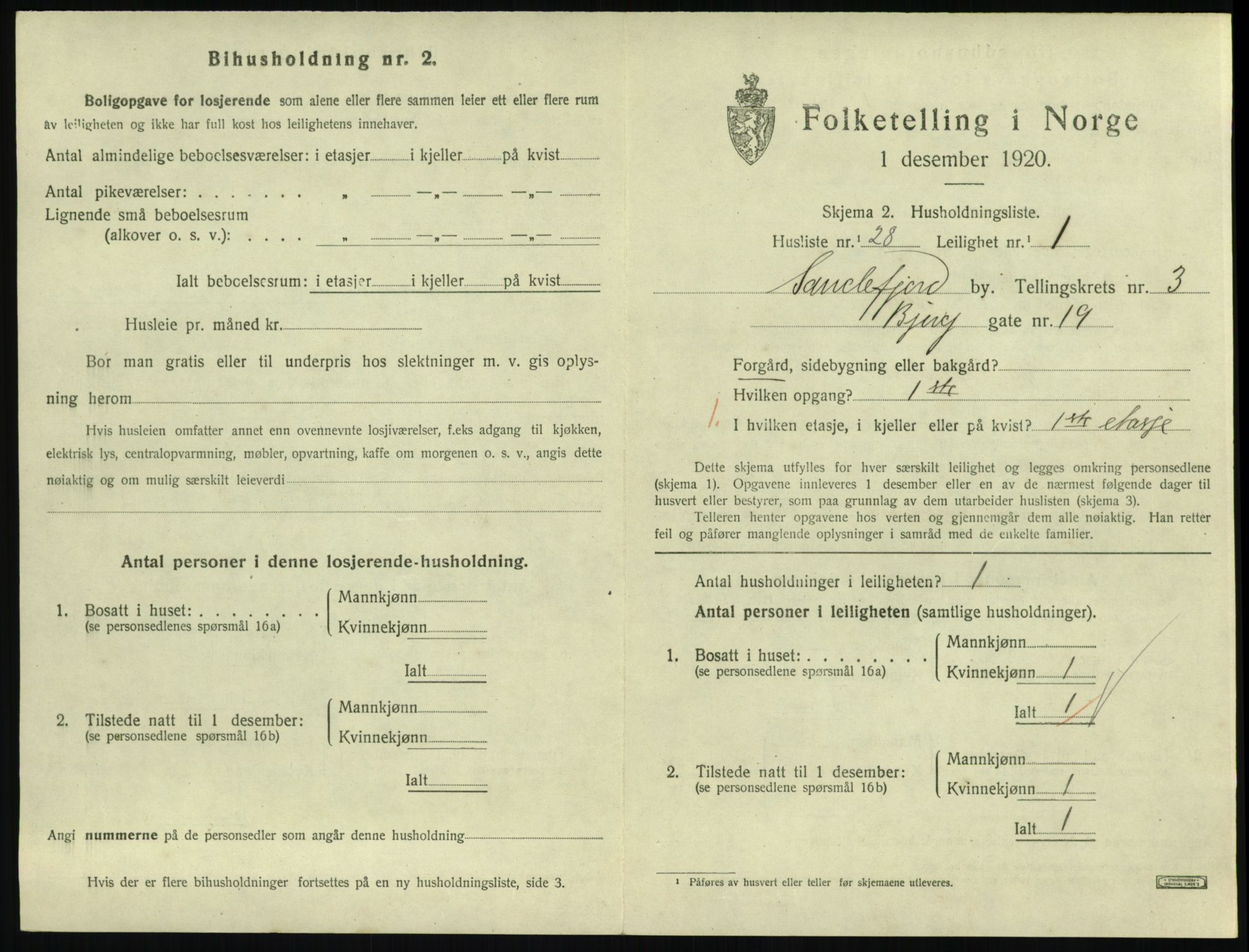 SAKO, 1920 census for Sandefjord, 1920, p. 1982