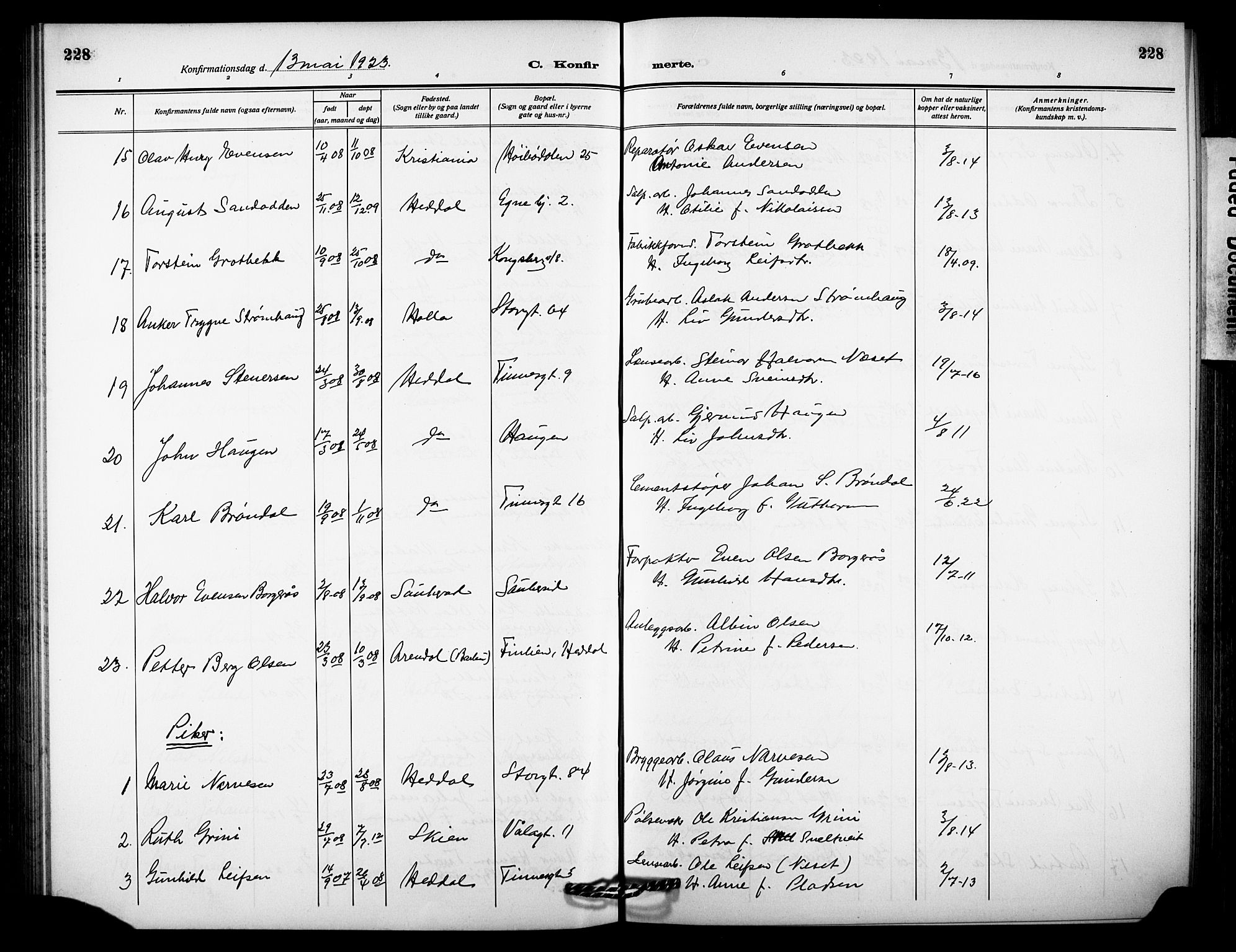 Notodden kirkebøker, SAKO/A-290/G/Ga/L0001: Parish register (copy) no. 1, 1912-1923, p. 228