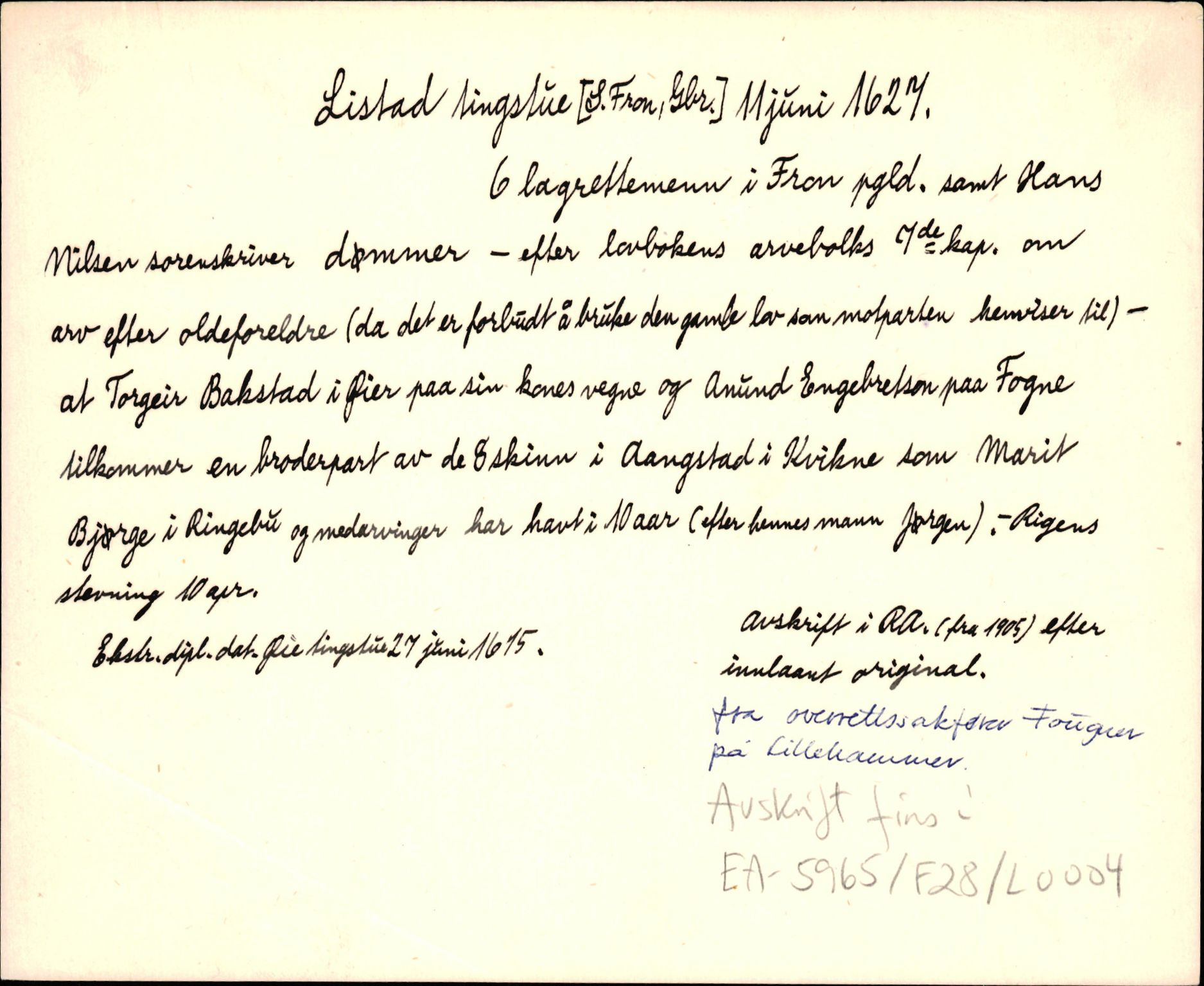 Riksarkivets diplomsamling, AV/RA-EA-5965/F35/F35d/L0003: Innlånte diplomer, seddelregister, 1621-1642, p. 175