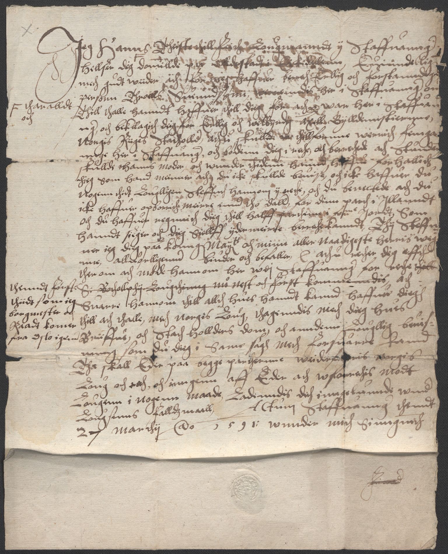 Riksarkivets diplomsamling, AV/RA-EA-5965/F02/L0093: Dokumenter, 1591, p. 62