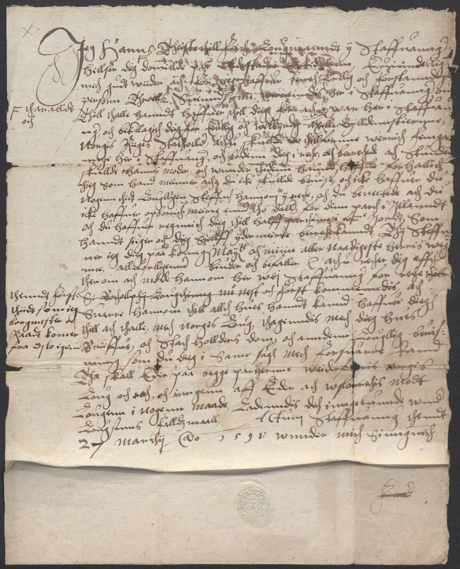 Riksarkivets diplomsamling, RA/EA-5965/F02/L0093: Dokumenter, 1591, p. 62