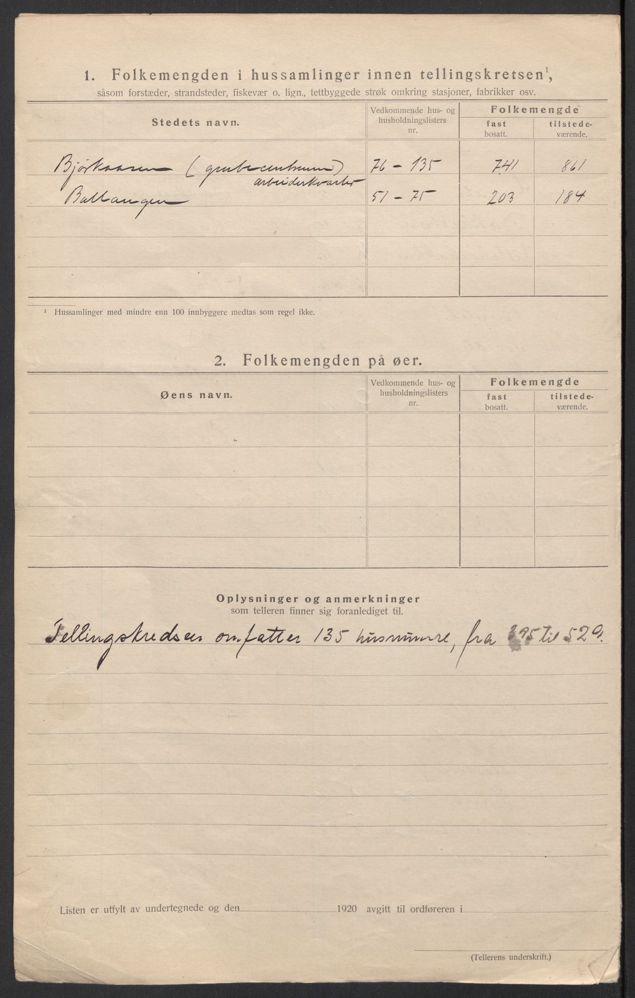 SAT, 1920 census for Evenes, 1920, p. 33