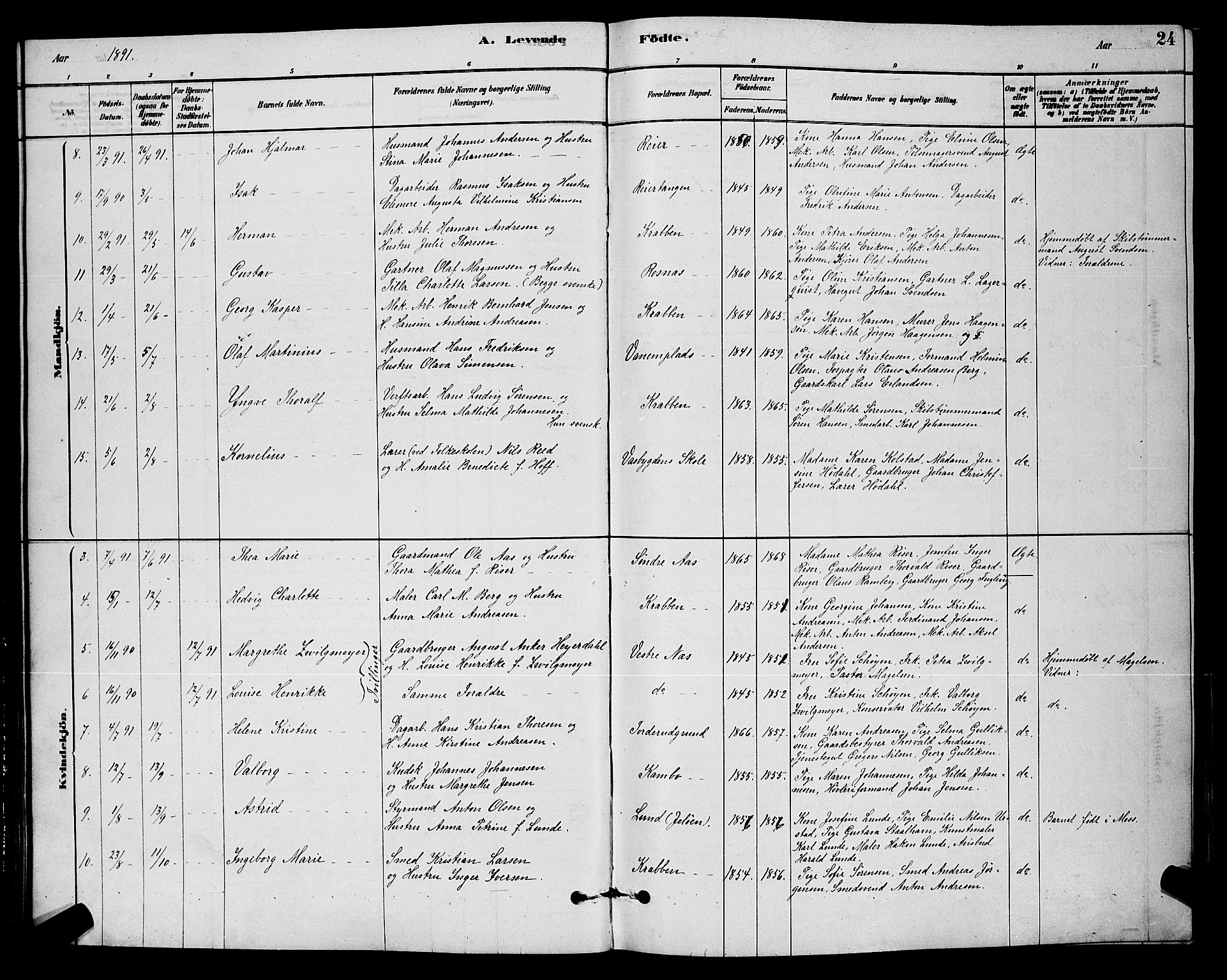 Moss prestekontor Kirkebøker, AV/SAO-A-2003/G/Gb/L0001: Parish register (copy) no. II 1, 1878-1900, p. 24