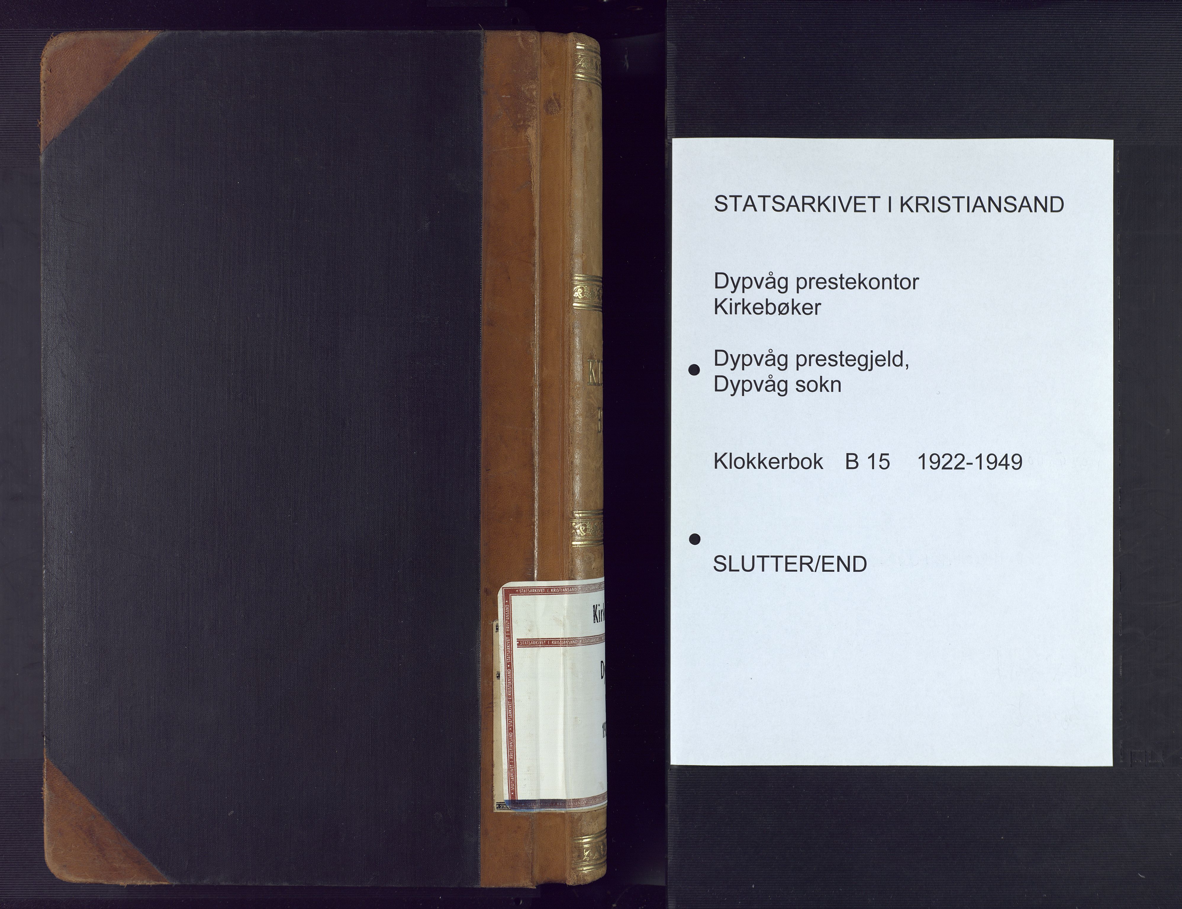 Dypvåg sokneprestkontor, AV/SAK-1111-0007/F/Fb/Fba/L0015: Parish register (copy) no. B 15, 1922-1949