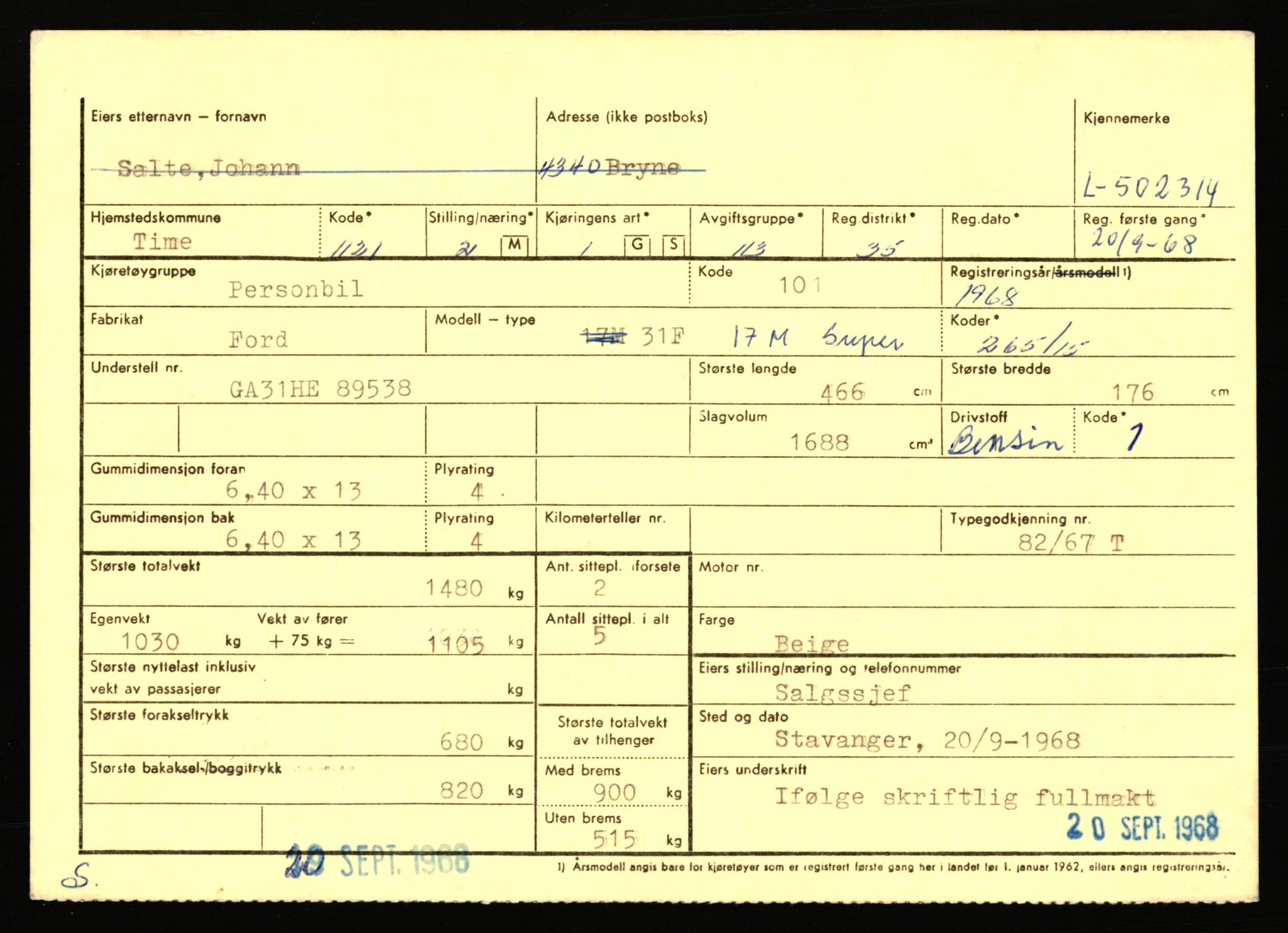 Stavanger trafikkstasjon, AV/SAST-A-101942/0/F/L0077: L-500000 - L-502999, 1930-1971, p. 1615