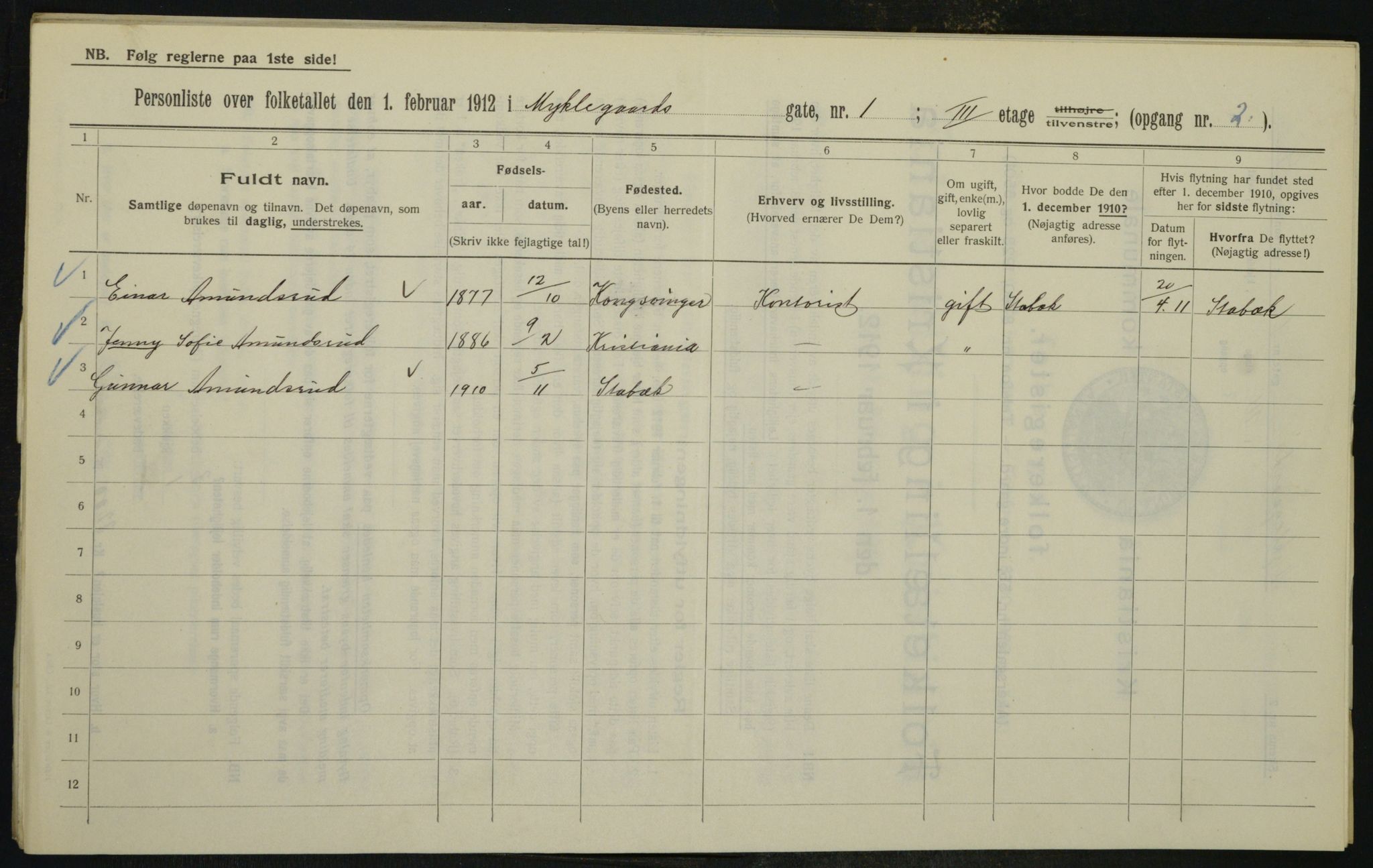 OBA, Municipal Census 1912 for Kristiania, 1912, p. 68721