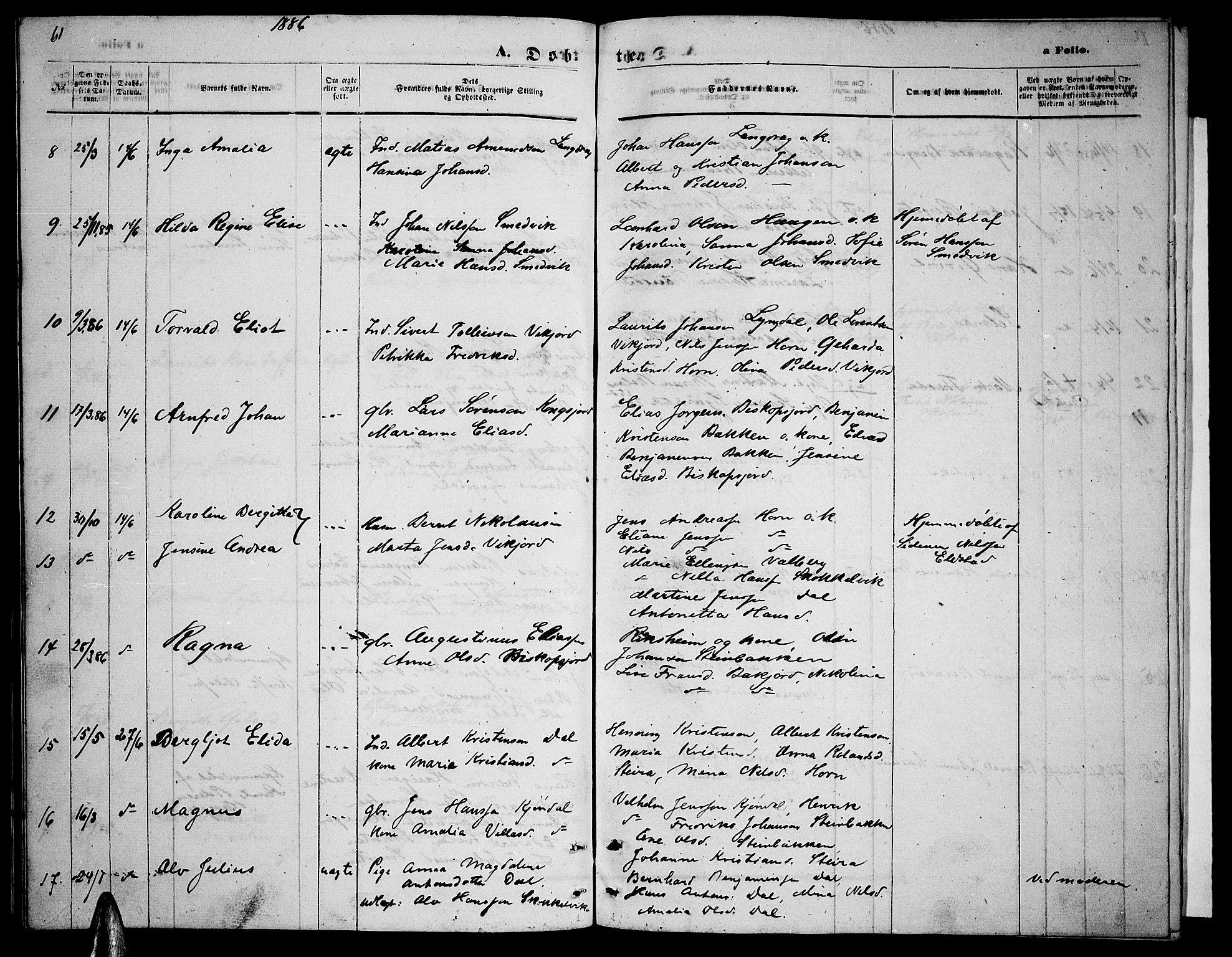 Ministerialprotokoller, klokkerbøker og fødselsregistre - Nordland, AV/SAT-A-1459/884/L1196: Parish register (copy) no. 884C02, 1860-1887, p. 61