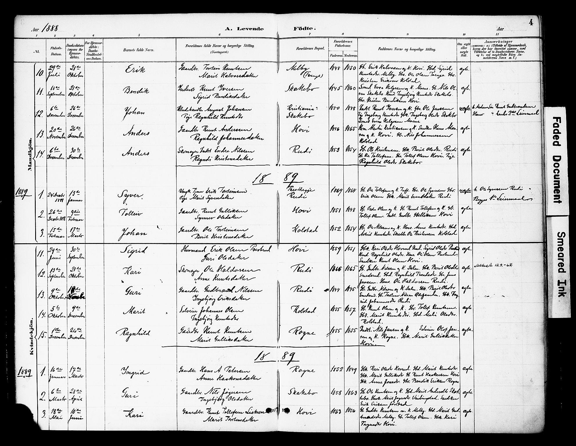 Øystre Slidre prestekontor, SAH/PREST-138/H/Ha/Haa/L0003: Parish register (official) no. 3, 1887-1910, p. 4