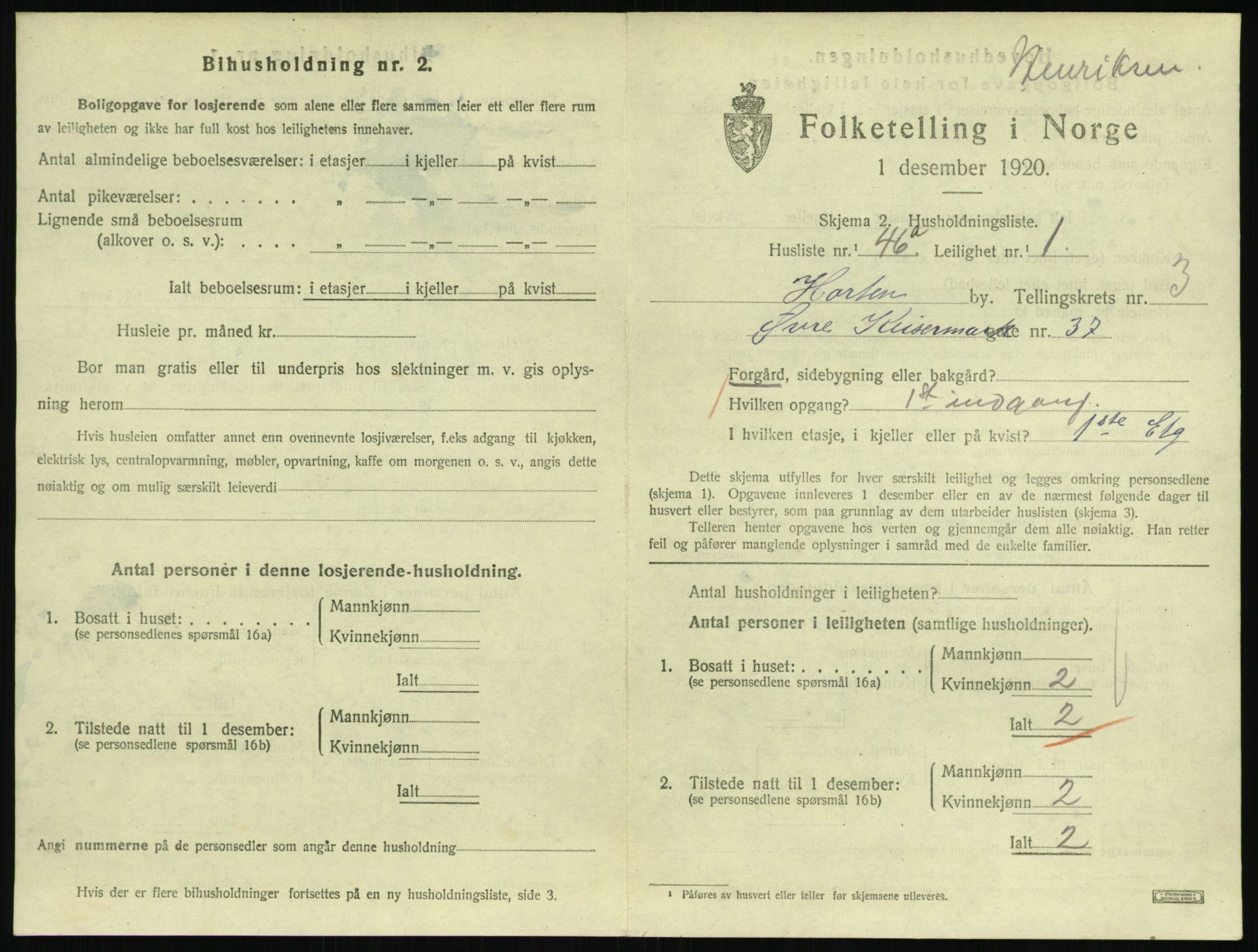 SAKO, 1920 census for Horten, 1920, p. 4297