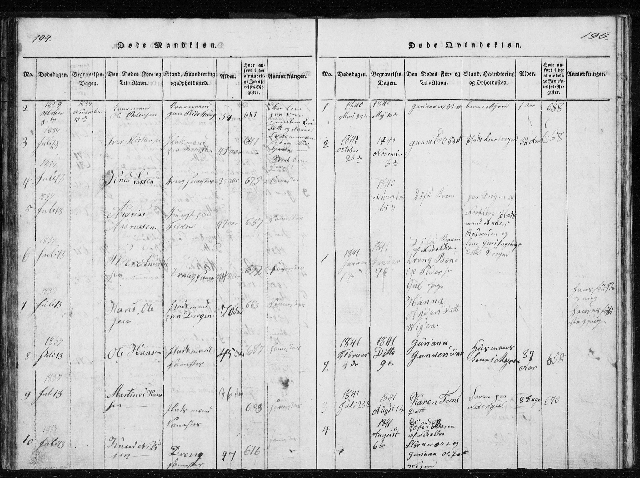 Ministerialprotokoller, klokkerbøker og fødselsregistre - Møre og Romsdal, AV/SAT-A-1454/566/L0772: Parish register (copy) no. 566C01, 1818-1845, p. 194-195