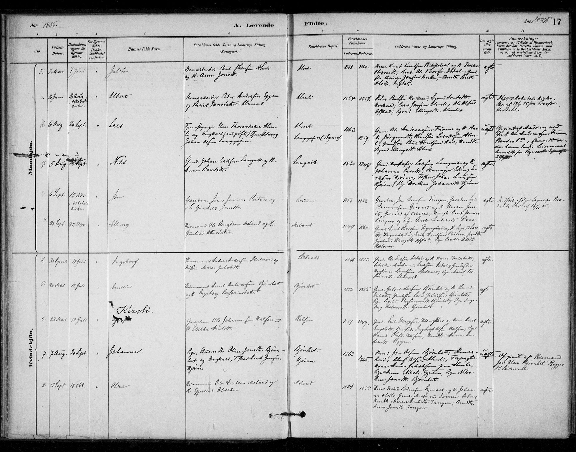 Ministerialprotokoller, klokkerbøker og fødselsregistre - Sør-Trøndelag, SAT/A-1456/670/L0836: Parish register (official) no. 670A01, 1879-1904, p. 17