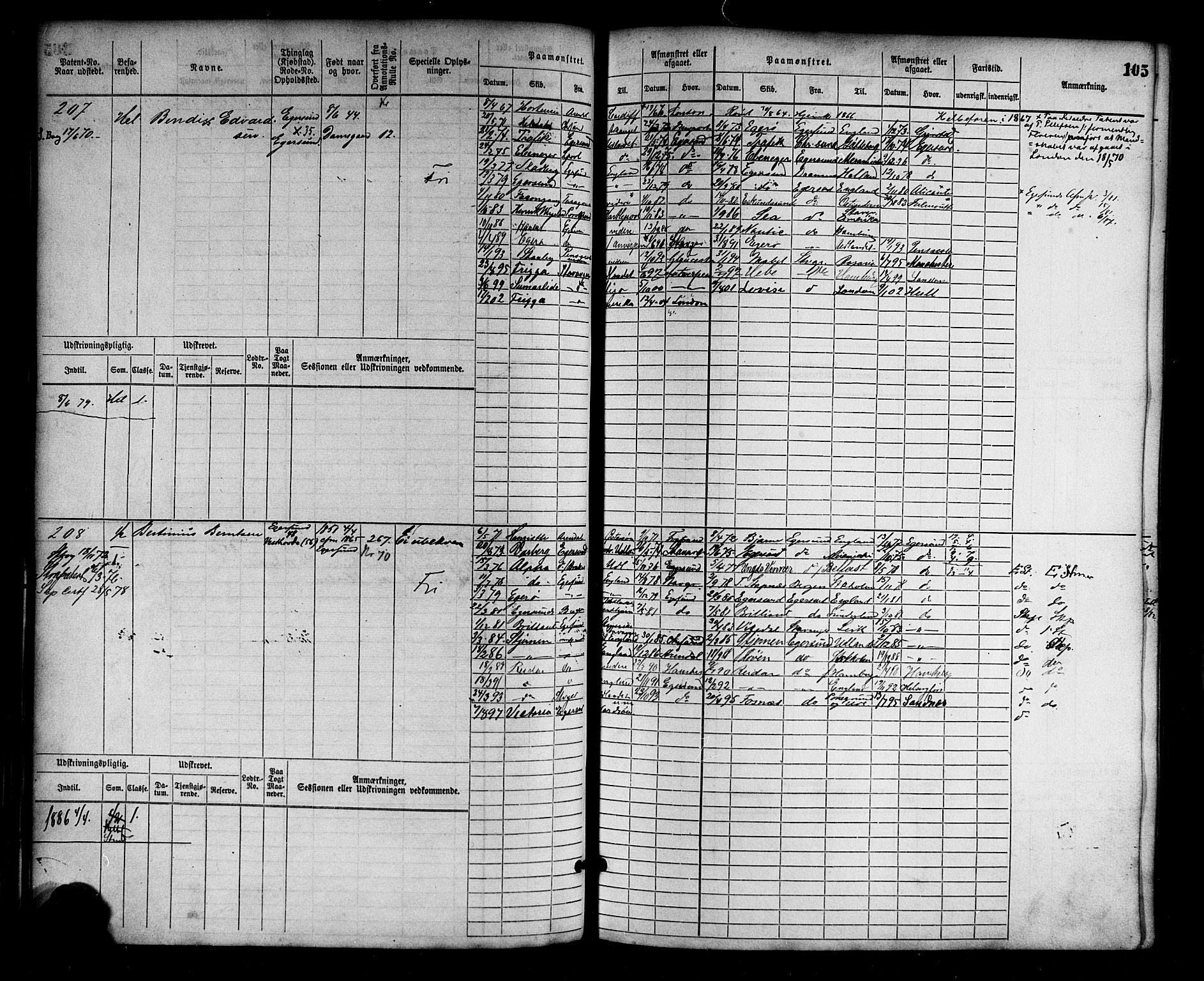 Egersund mønstringskrets, AV/SAK-2031-0019/F/Fb/L0001: Hovedrulle nr 1-666, O-3, 1868-1920, p. 108