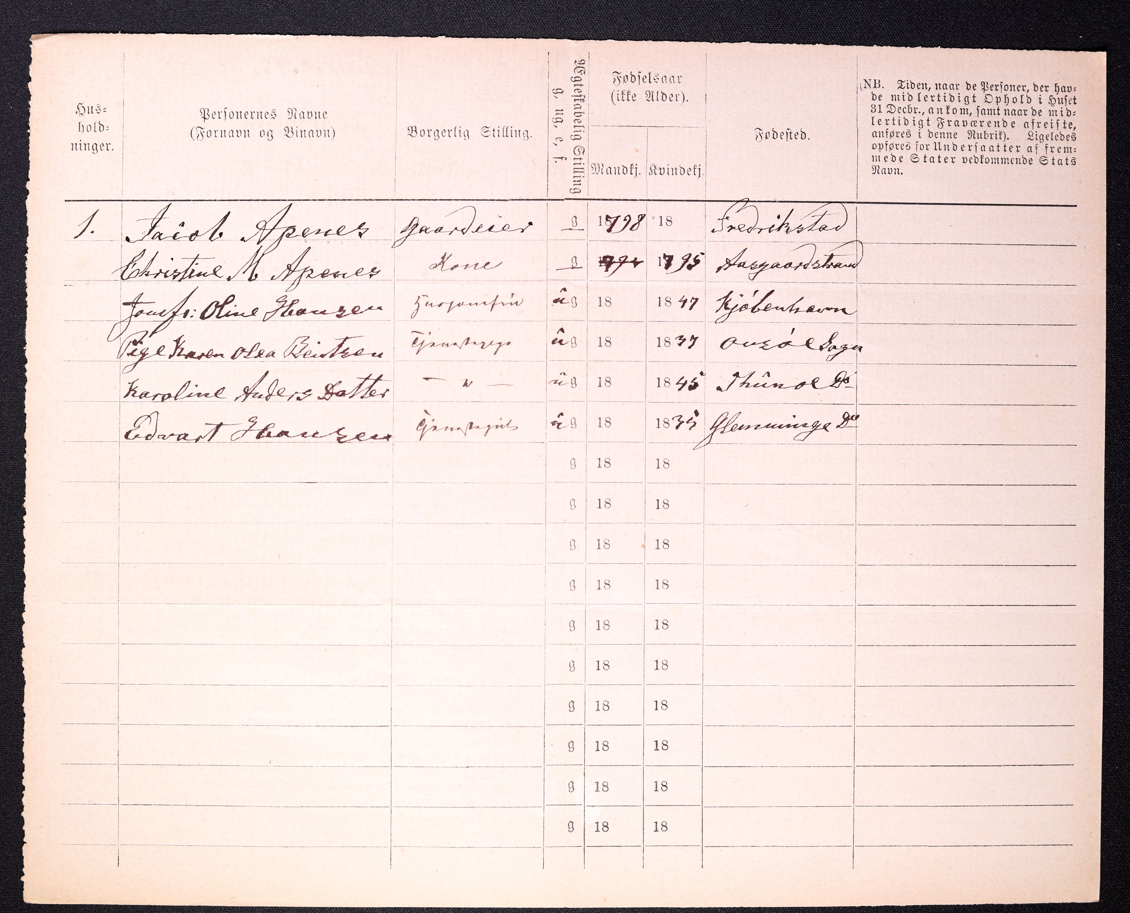 RA, 1870 census for 0103 Fredrikstad, 1870, p. 1168