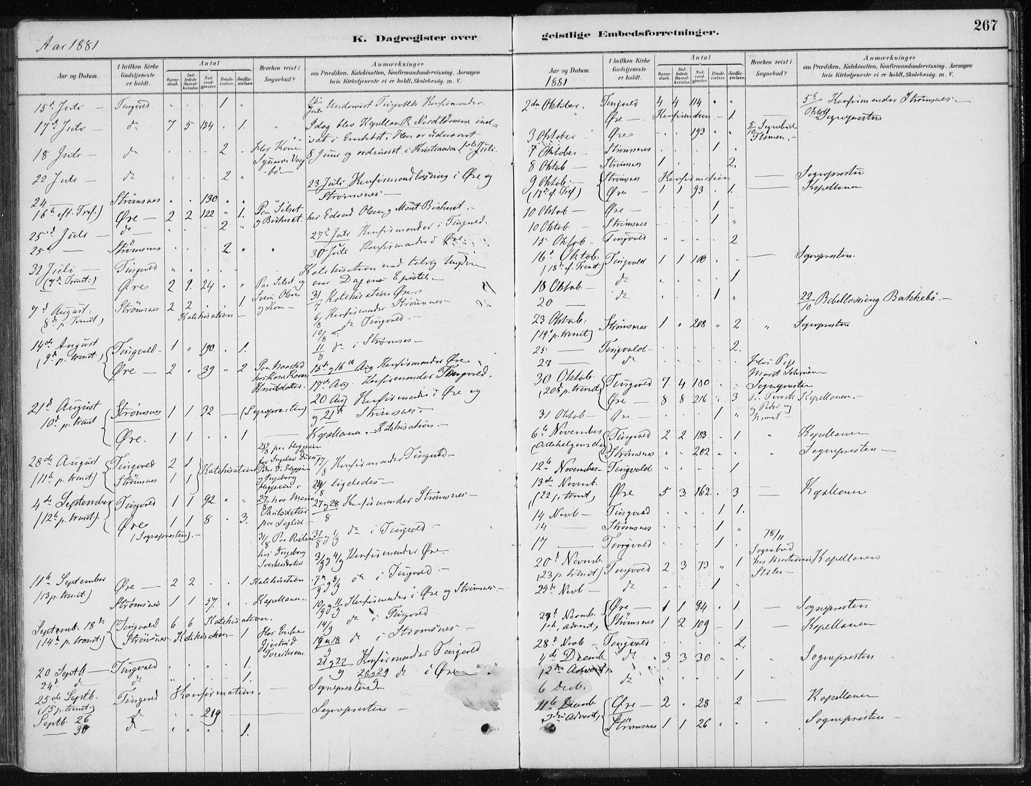 Ministerialprotokoller, klokkerbøker og fødselsregistre - Møre og Romsdal, AV/SAT-A-1454/586/L0987: Parish register (official) no. 586A13, 1879-1892, p. 267