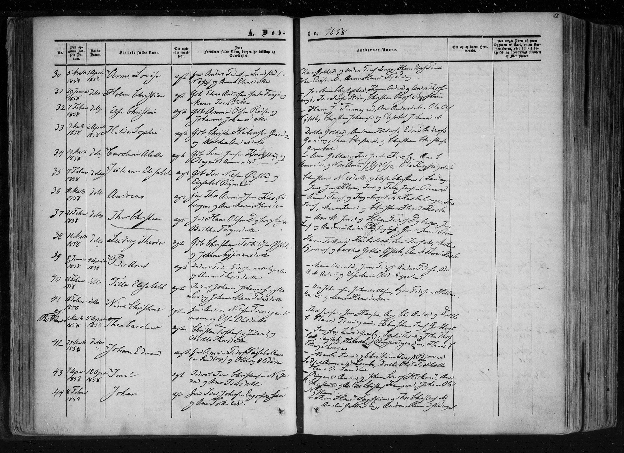 Aremark prestekontor Kirkebøker, AV/SAO-A-10899/F/Fc/L0003: Parish register (official) no. III 3, 1850-1865, p. 68