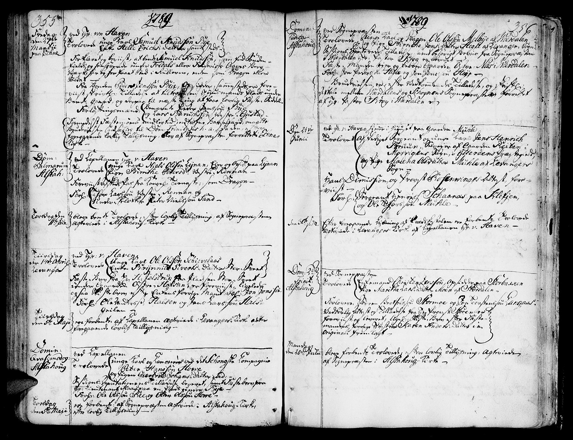 Ministerialprotokoller, klokkerbøker og fødselsregistre - Nord-Trøndelag, SAT/A-1458/717/L0141: Parish register (official) no. 717A01, 1747-1803, p. 355-356