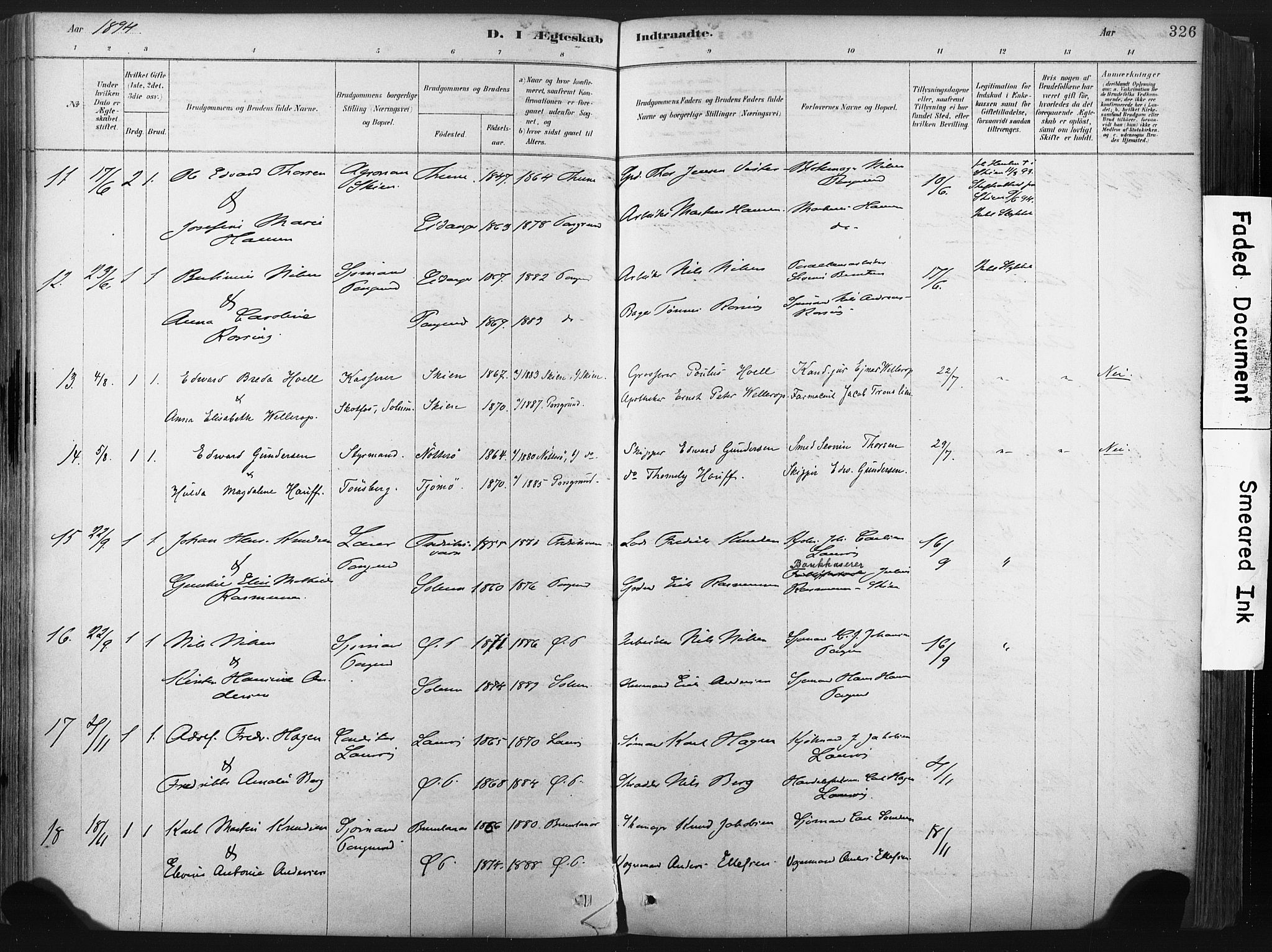 Porsgrunn kirkebøker , AV/SAKO-A-104/F/Fa/L0008: Parish register (official) no. 8, 1878-1895, p. 326