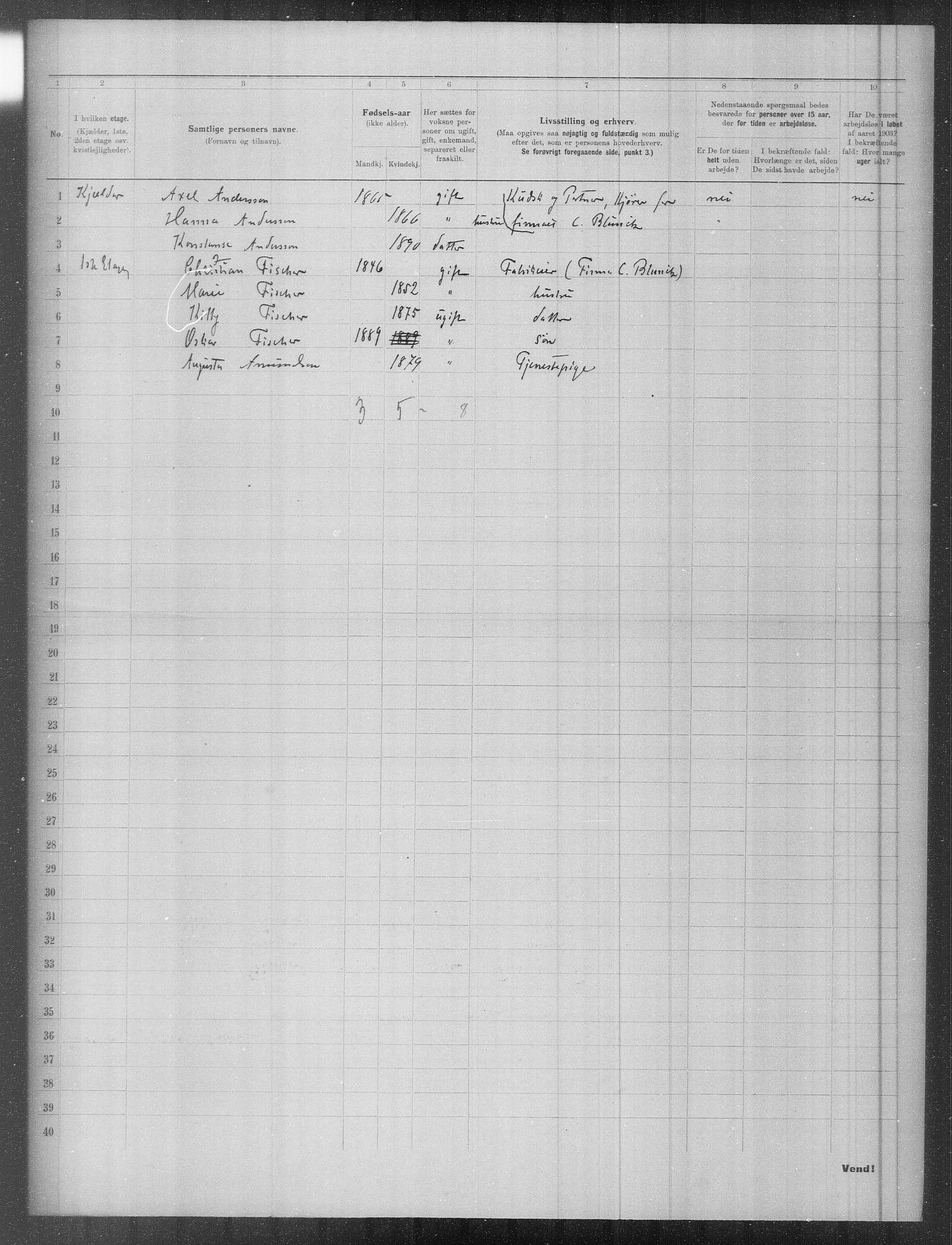 OBA, Municipal Census 1903 for Kristiania, 1903, p. 5460