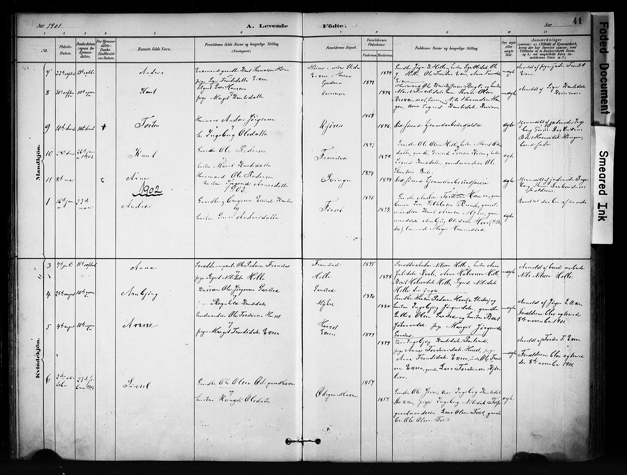 Vang prestekontor, Valdres, AV/SAH-PREST-140/H/Ha/L0009: Parish register (official) no. 9, 1882-1914, p. 41