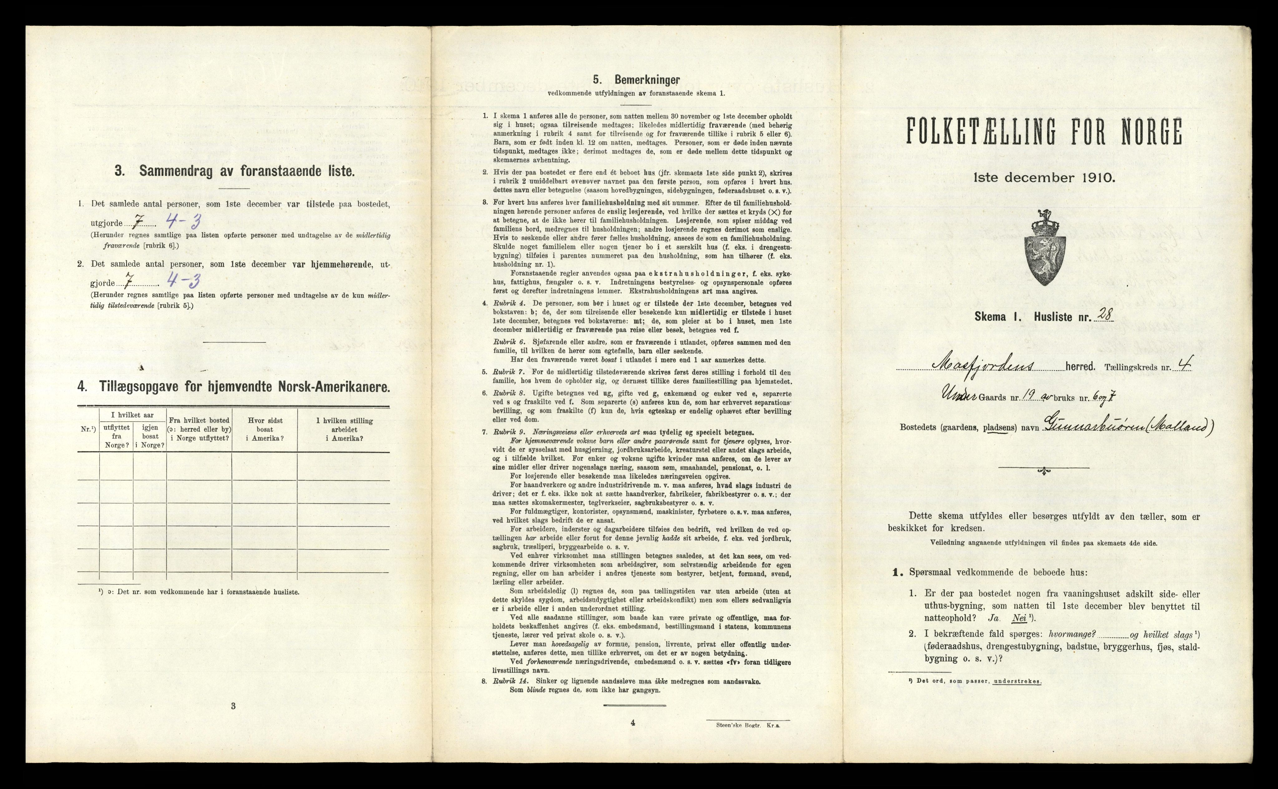 RA, 1910 census for Masfjorden, 1910, p. 304