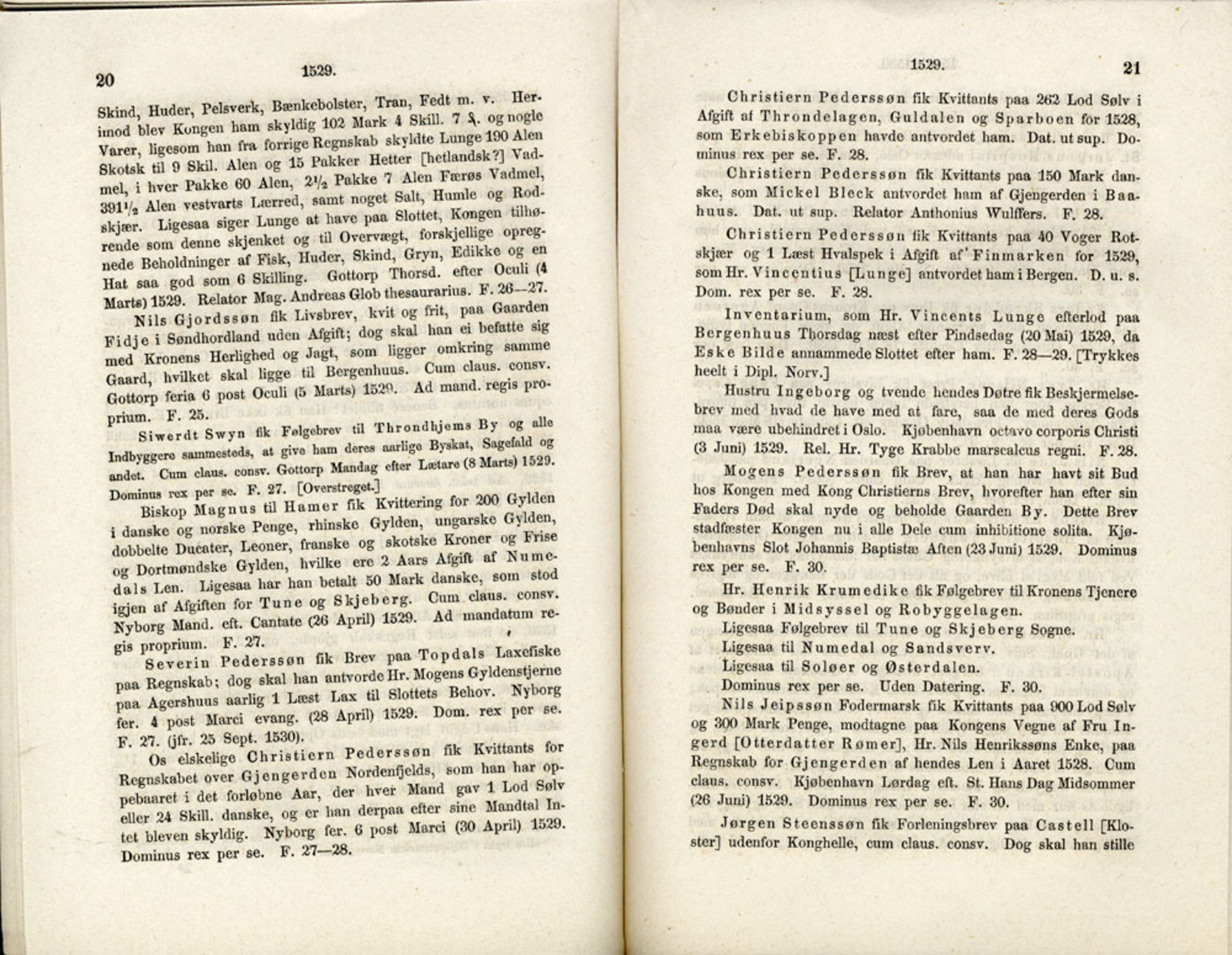 Publikasjoner utgitt av Det Norske Historiske Kildeskriftfond, PUBL/-/-/-: Norske Rigs-Registranter, bind 1, 1523-1571, p. 20-21