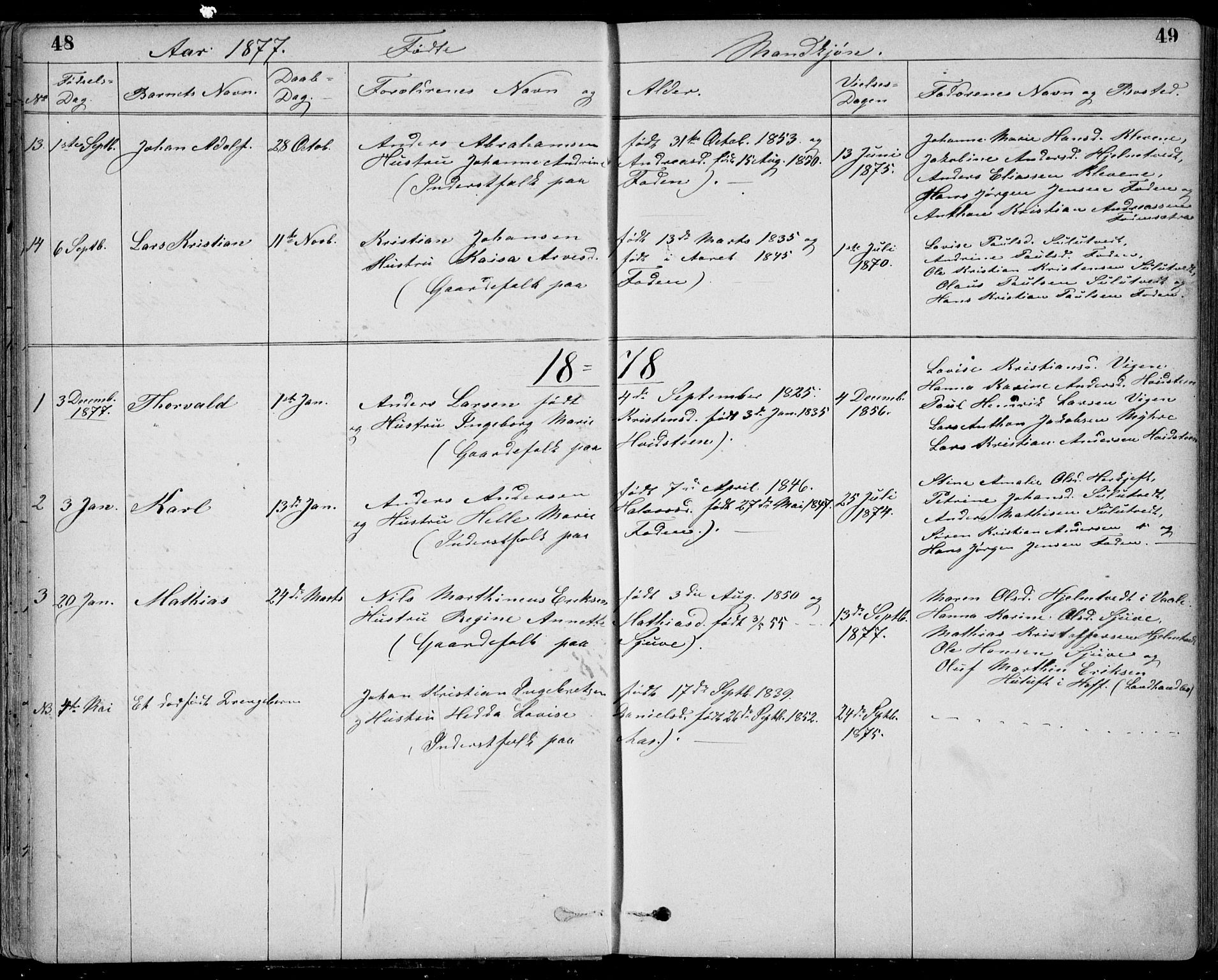 Ramnes kirkebøker, SAKO/A-314/G/Gb/L0001: Parish register (copy) no. II 1, 1869-1904, p. 48-49