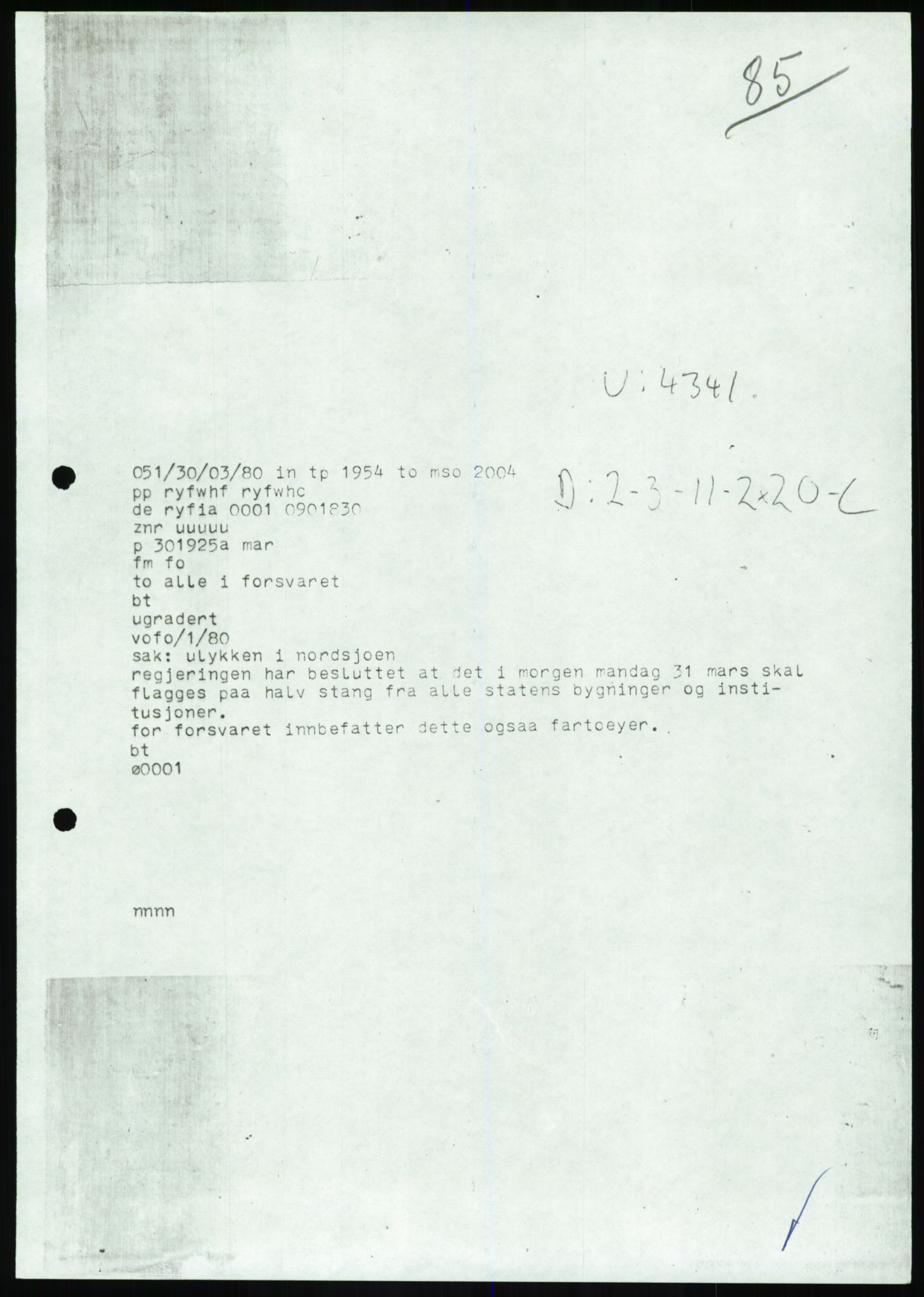Justisdepartementet, Granskningskommisjonen ved Alexander Kielland-ulykken 27.3.1980, AV/RA-S-1165/D/L0017: P Hjelpefartøy (Doku.liste + P1-P6 av 6)/Q Hovedredningssentralen (Q0-Q27 av 27), 1980-1981, p. 235