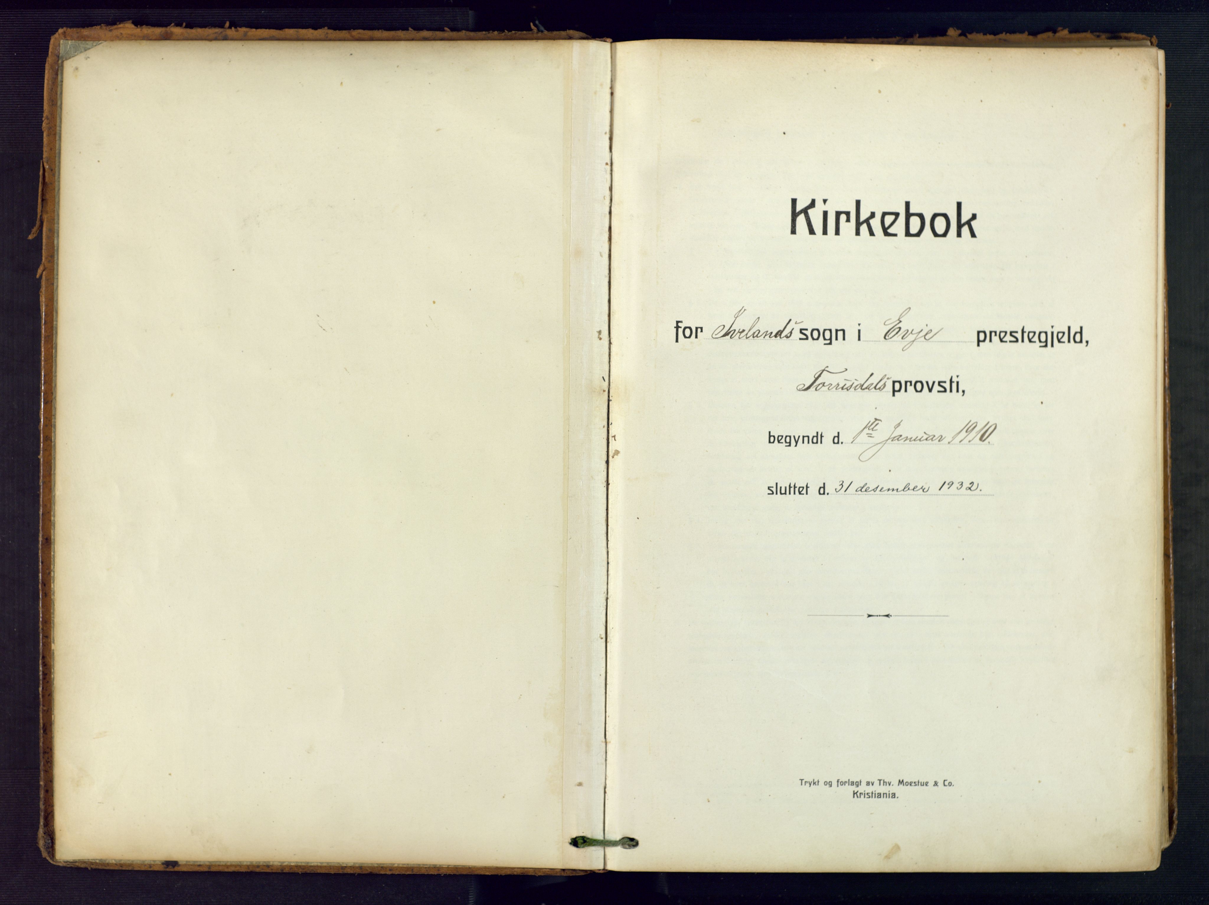Evje sokneprestkontor, SAK/1111-0008/F/Fa/Fac/L0004: Parish register (official) no. A 4, 1910-1932