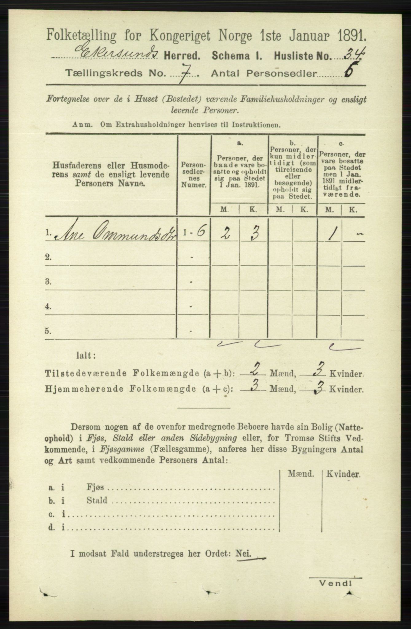 RA, 1891 census for 1116 Eigersund herred, 1891, p. 2757
