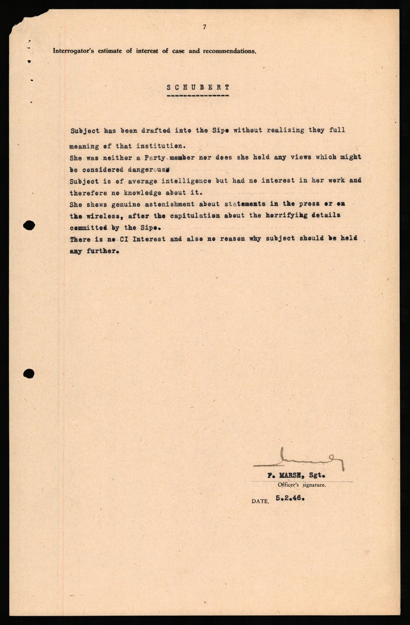 Forsvaret, Forsvarets overkommando II, AV/RA-RAFA-3915/D/Db/L0030: CI Questionaires. Tyske okkupasjonsstyrker i Norge. Tyskere., 1945-1946, p. 324