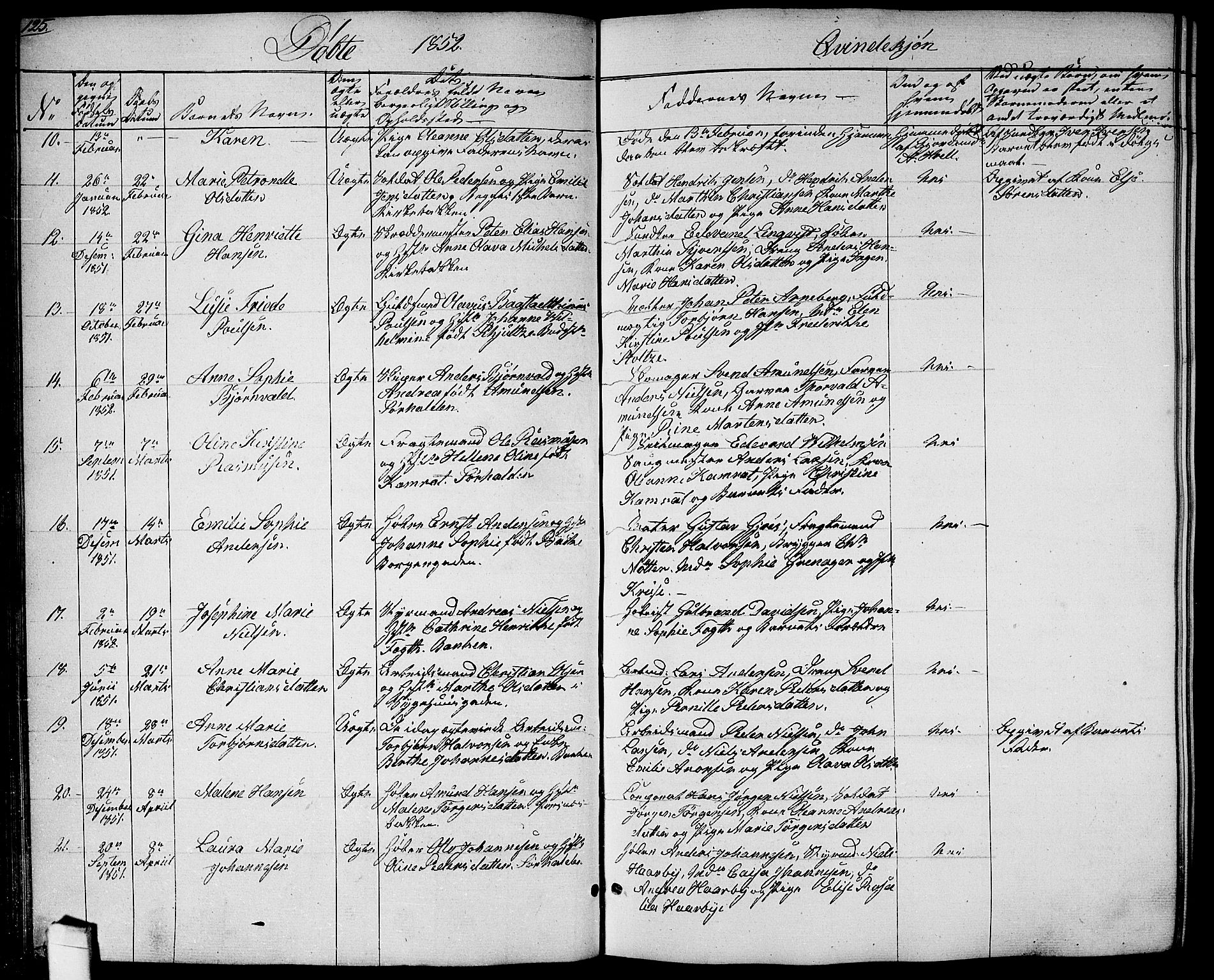 Halden prestekontor Kirkebøker, SAO/A-10909/G/Ga/L0004: Parish register (copy) no. 4, 1845-1854, p. 125