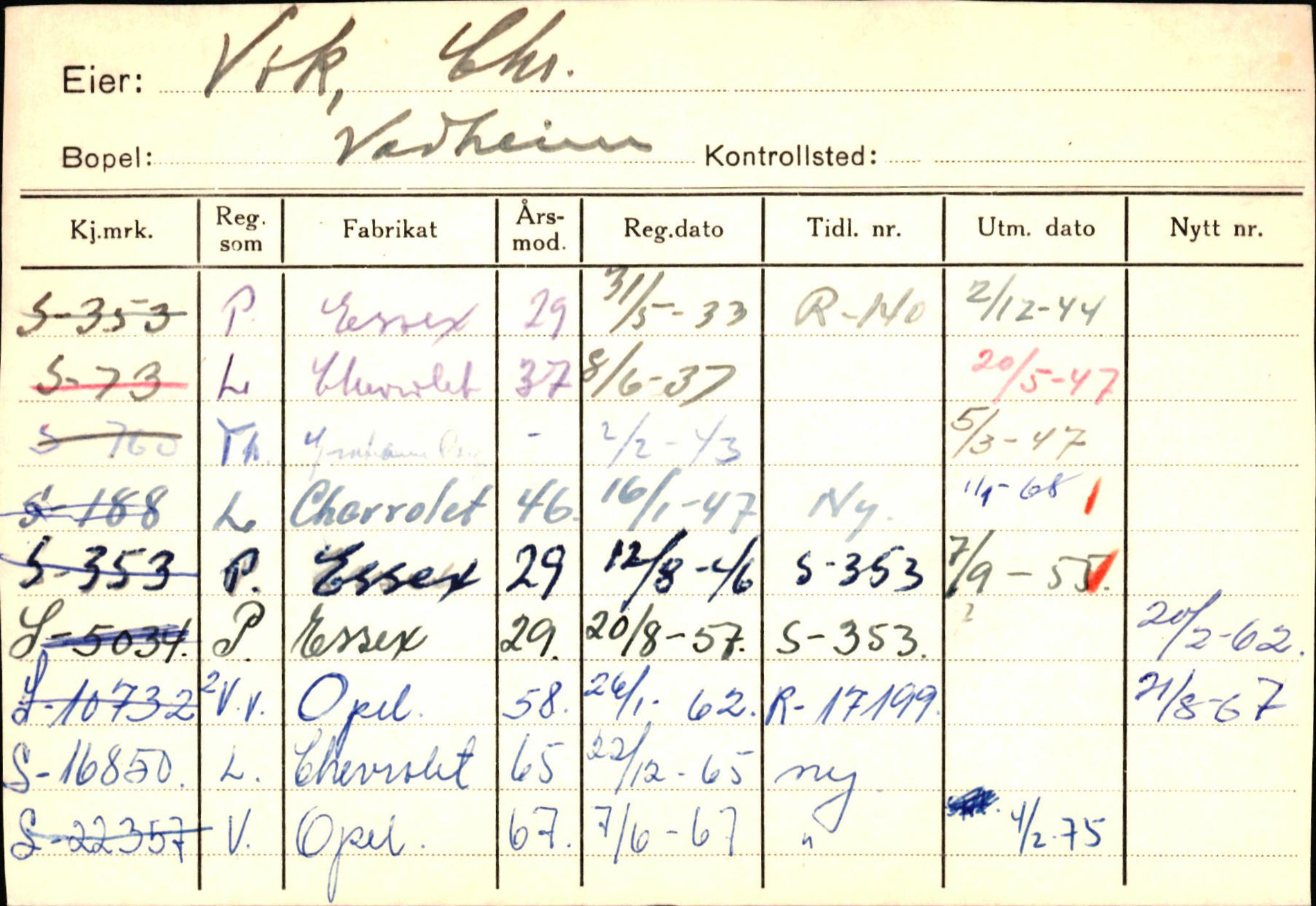 Statens vegvesen, Sogn og Fjordane vegkontor, AV/SAB-A-5301/4/F/L0131: Eigarregister Høyanger P-Å. Stryn S-Å, 1945-1975, p. 823