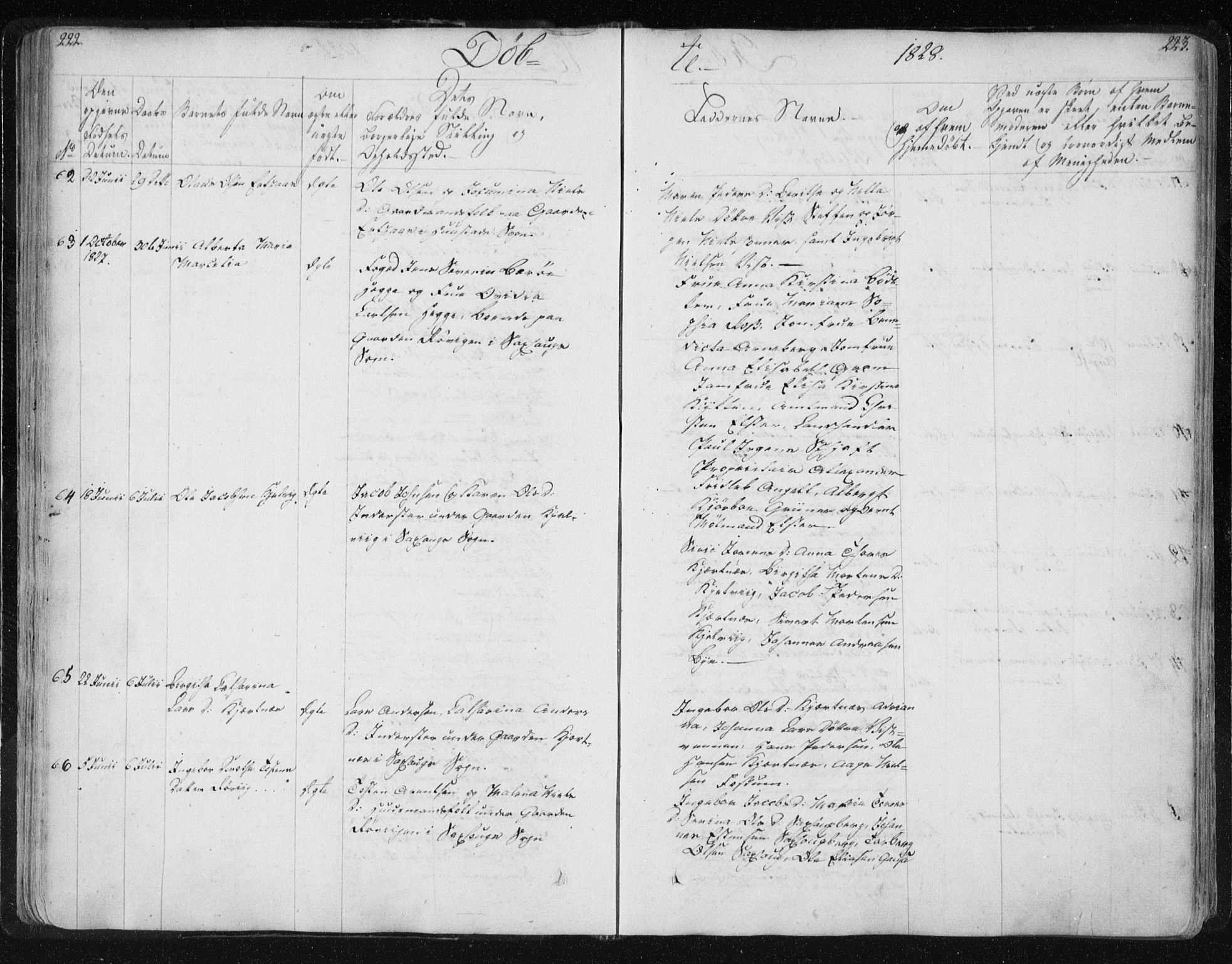 Ministerialprotokoller, klokkerbøker og fødselsregistre - Nord-Trøndelag, SAT/A-1458/730/L0276: Parish register (official) no. 730A05, 1822-1830, p. 222-223
