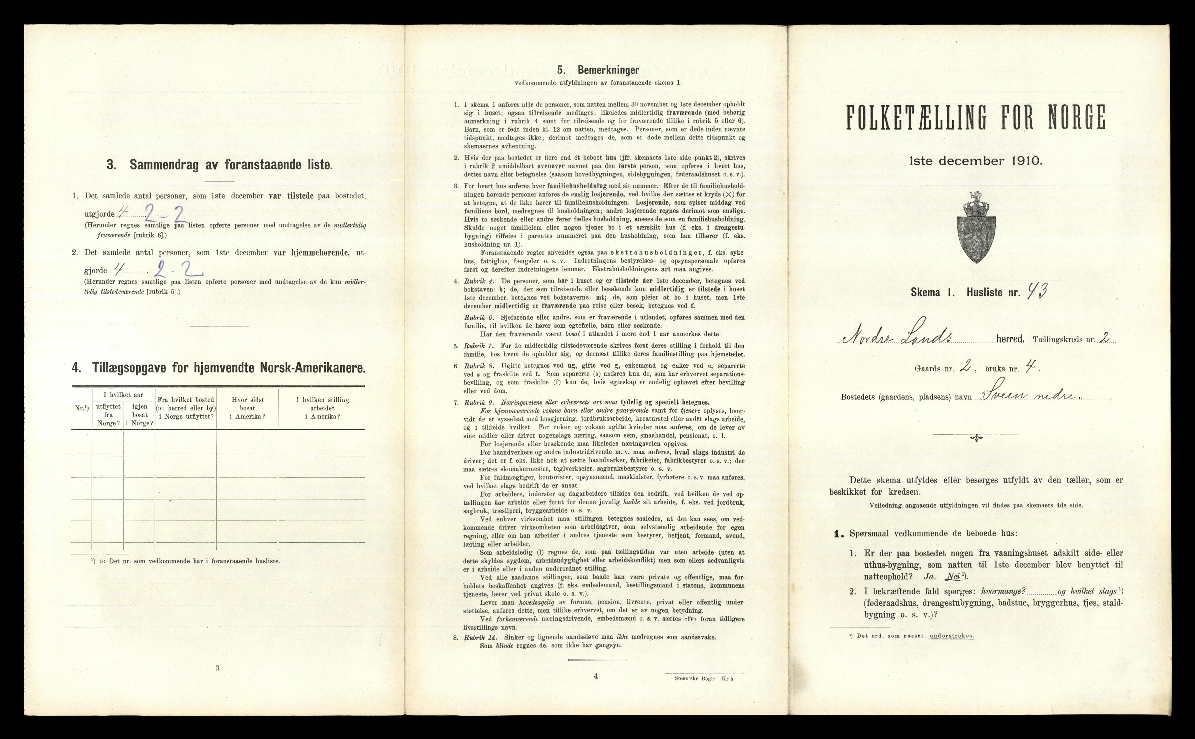 RA, 1910 census for Nordre Land, 1910, p. 255